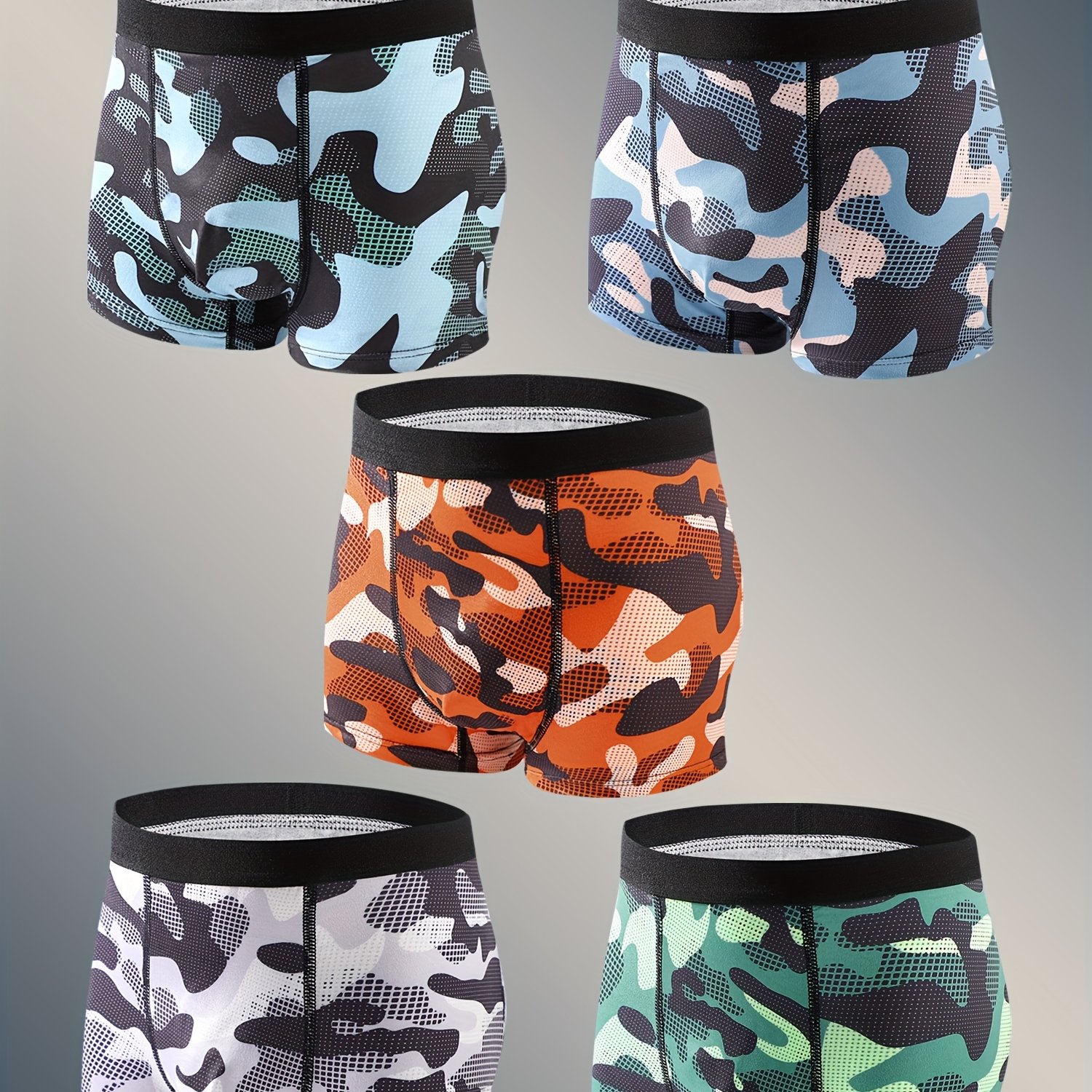 5pcs Assorted Boys' Soft And Comfortable Casual Patterned Print Street Boxer Briefs, Children's Boxer Briefs Suitable 8-12