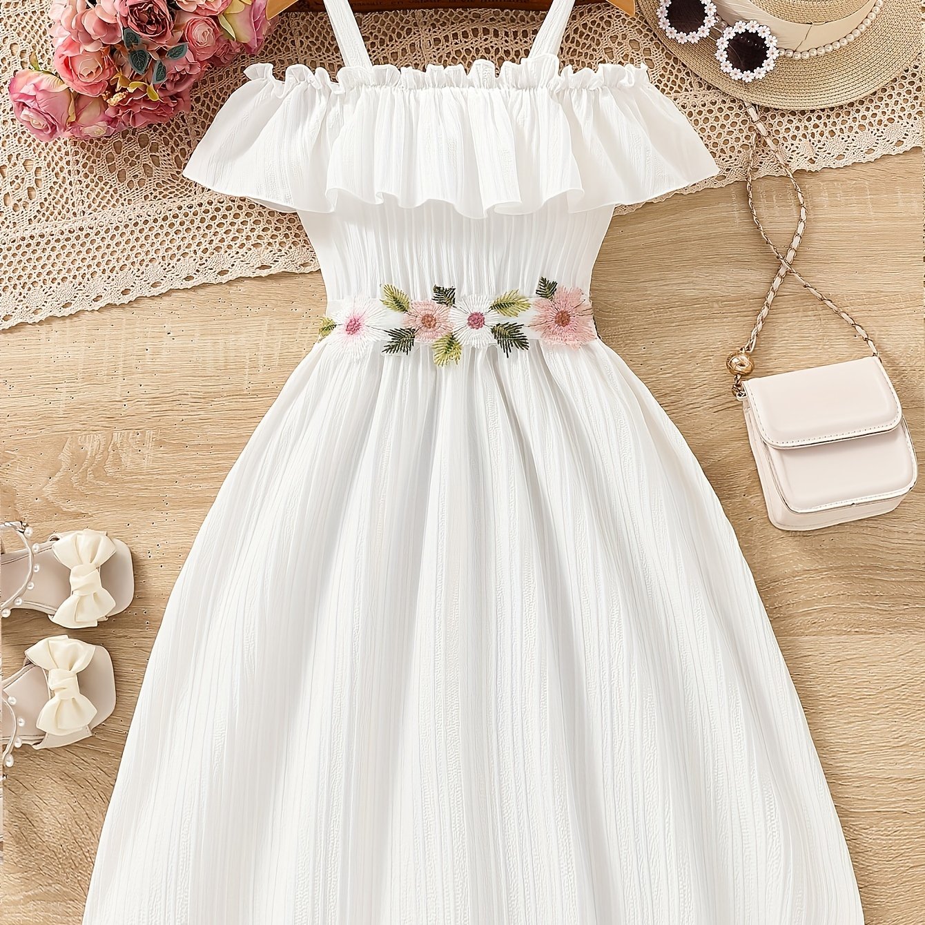 Elegant One-shoulder Strap Dress For Girls And Summer, Plus A Free Belt