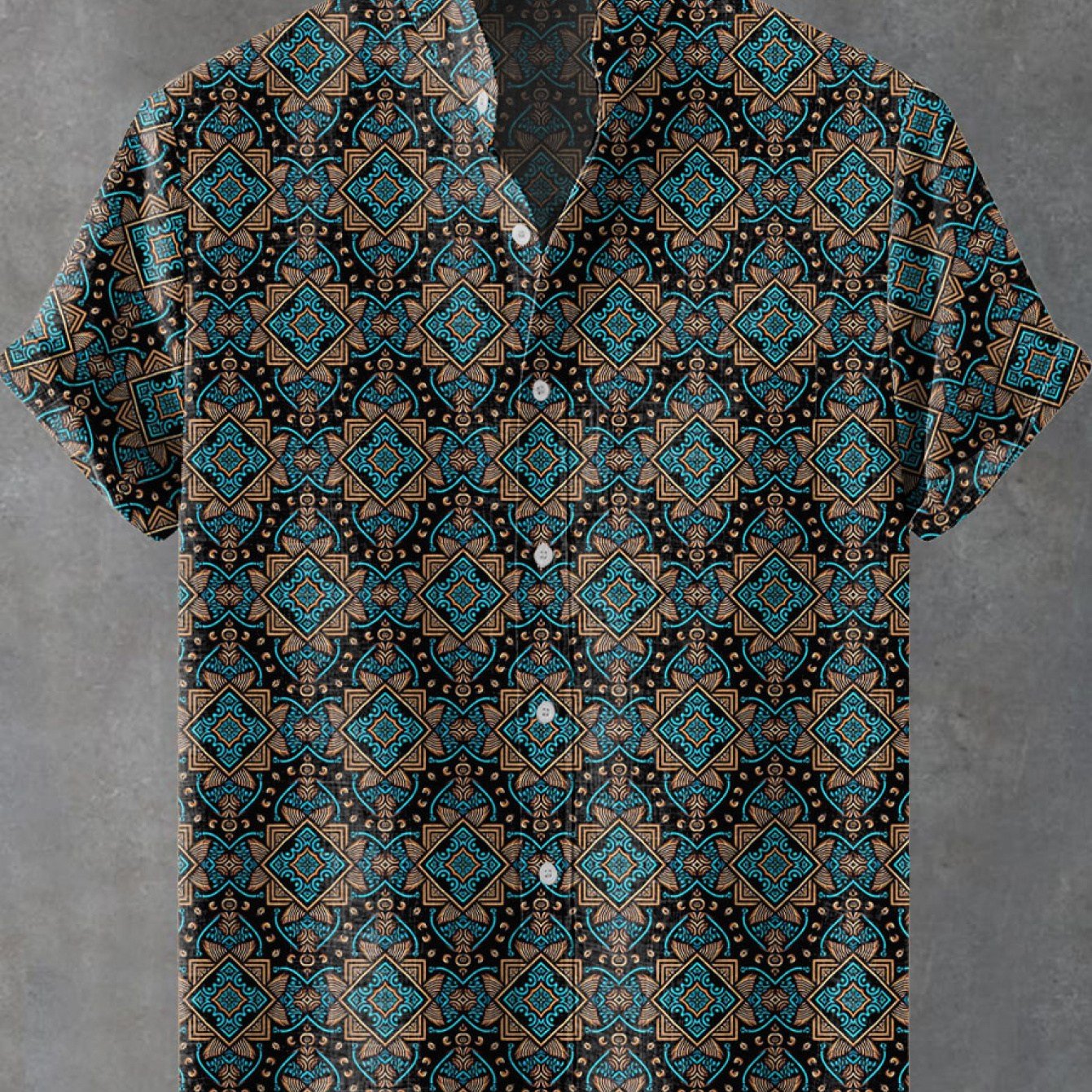 TEMU Men's Digital Printed Stand Collar Shirt