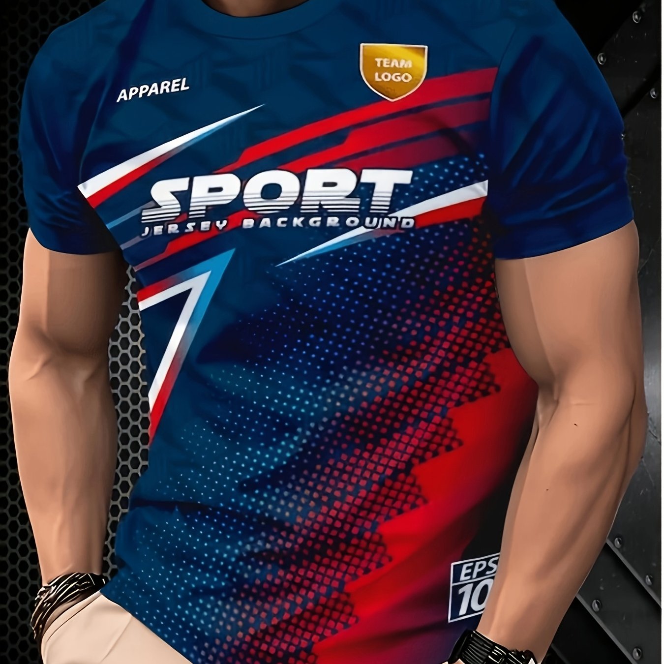 TEMU [printed Design- Not Textured] Men's Fashion T-shirt Functional Polyester Men's T-shirt Quick-dry Sweat-wicking Breathable Mesh Sports Commuting