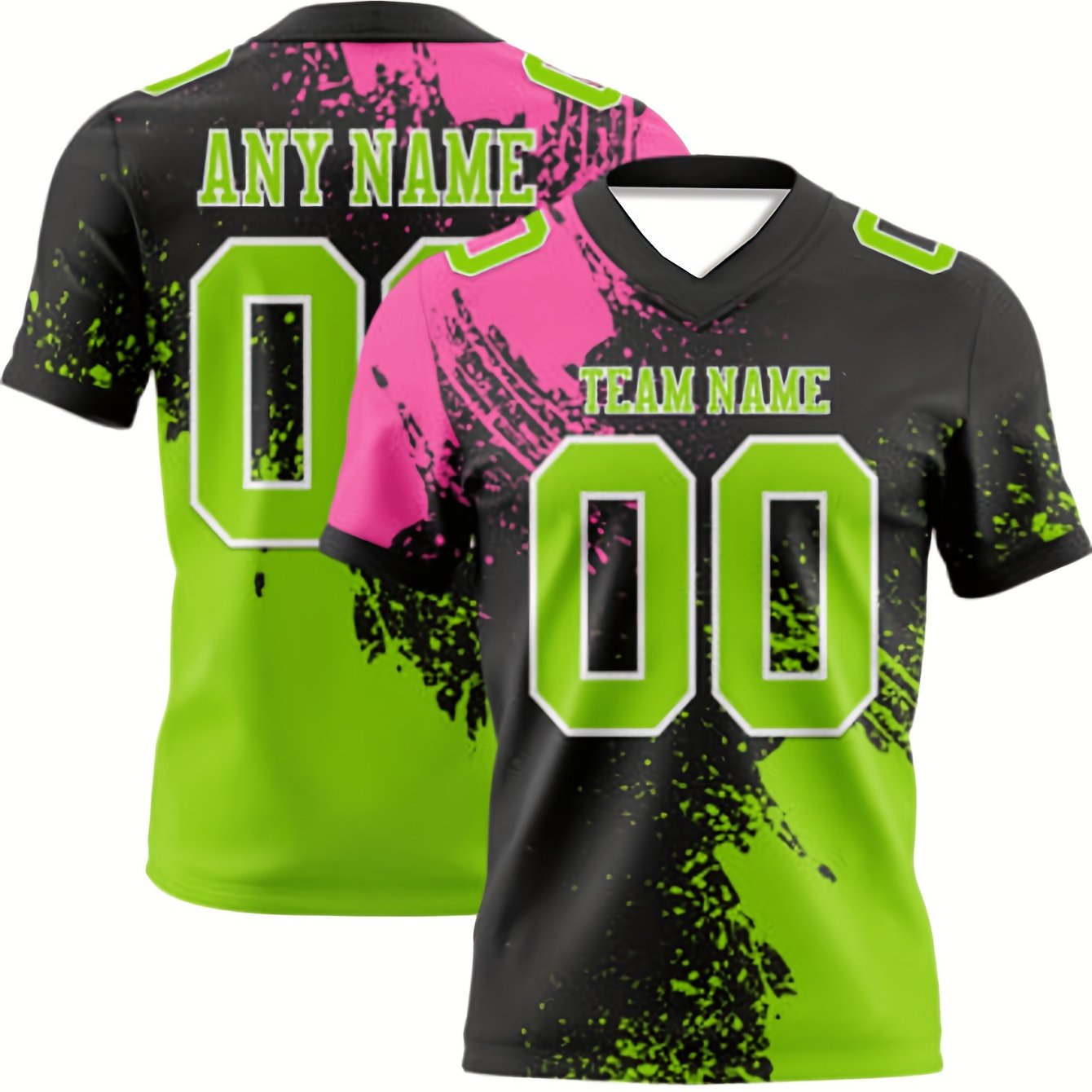 TEMU -splash Men's V-neck Sports Jersey, Featuring Print Team Name Design, Suitable For Outdoor Activities, Durable, And Stylish For Casual Wear