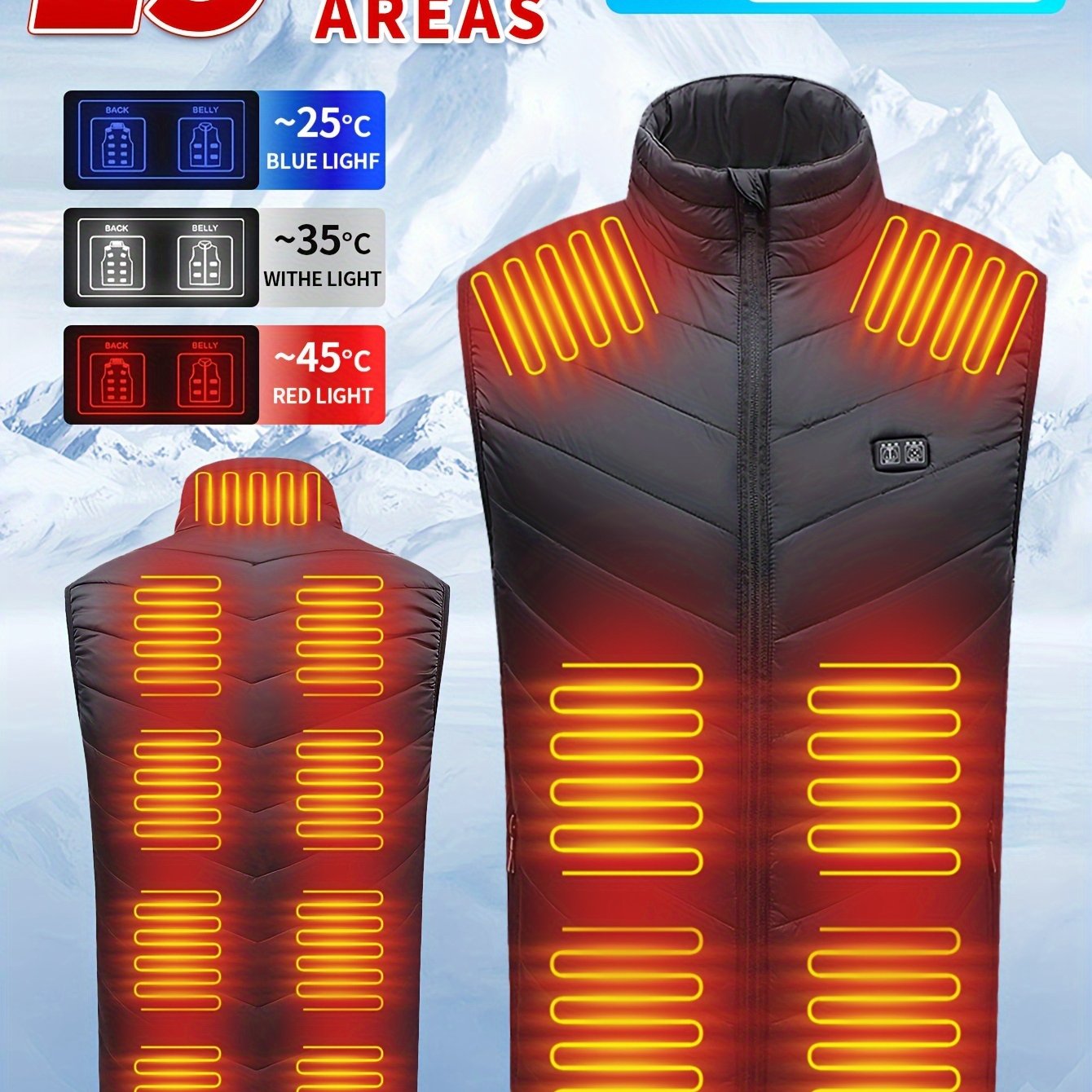Image of Men's Usb Rechargeable Smart Heated Vest, 15 Heating Zones, Usb Powered, Smart Electric Heating, Adjustable Temperature Settings - Winter Outdoor Gear, A Fashionable And Practical Heated Jacket