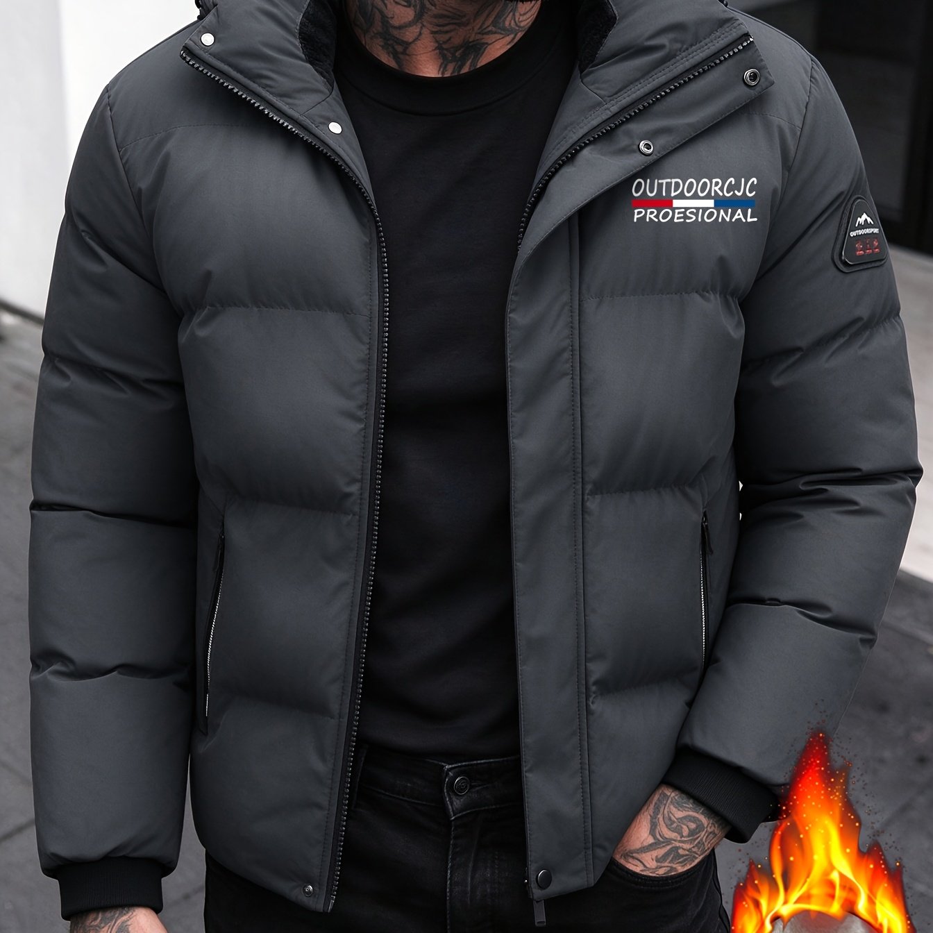 Men's Winter Hooded Jacket, Plush Warm and Thick Parka