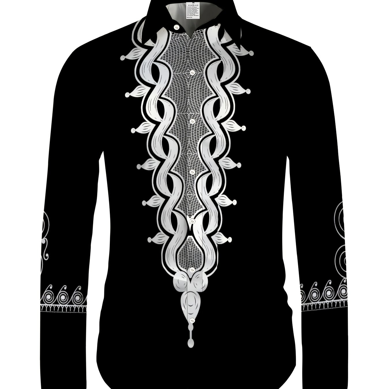 TEMU Men's Shirt Top With Collar, Long Sleeve And Button-up Regular Fit, Fashionable Casual Shirt For Daily And Party Wear
