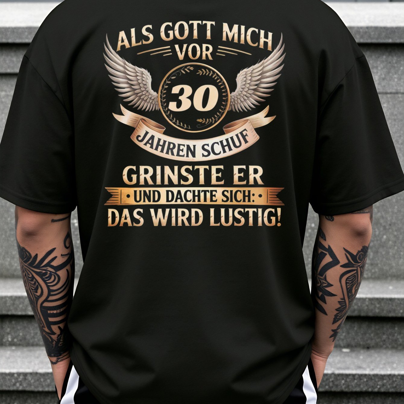 Men's T-shirt German Humor 30th Birthday Celebration Summer Wear Gift For Him Back Print