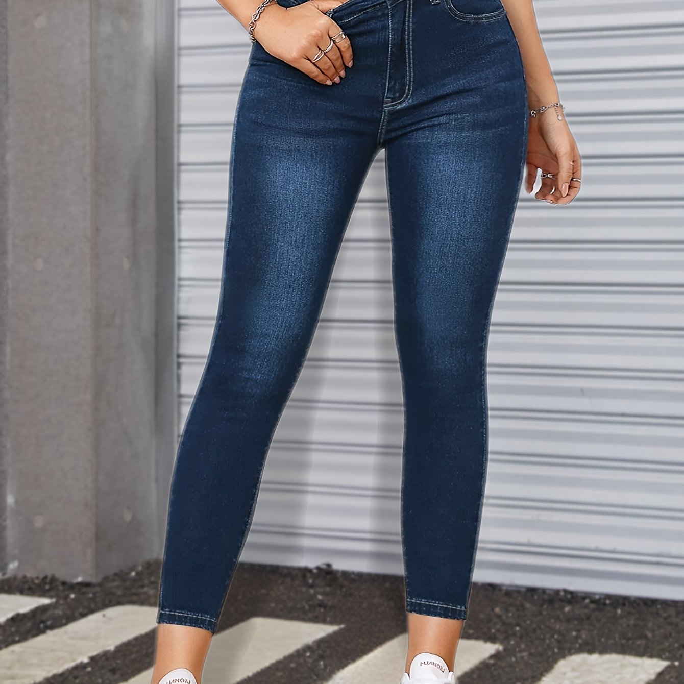 Cat Ear Stretch Skinny Jeans