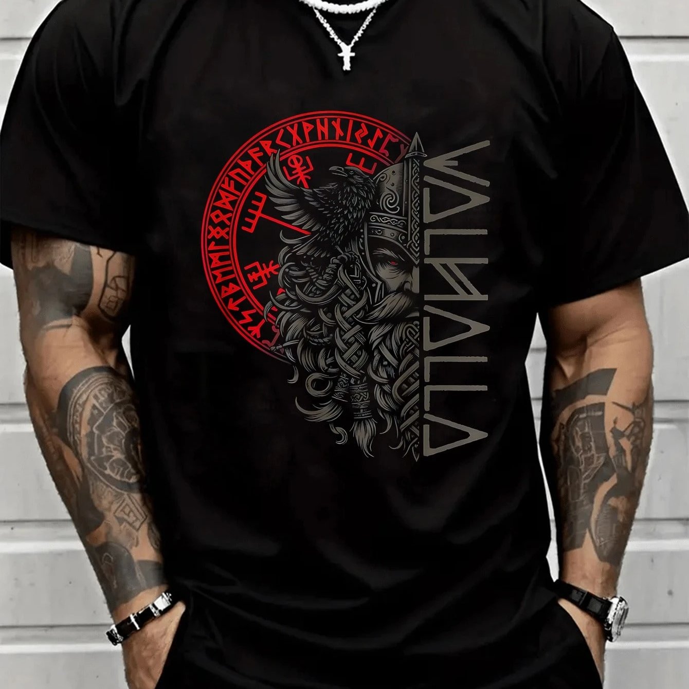 Design Of A Wielding A Sword- Casual T-shirt For Men- Made From- Soft And Breathable Material- Short Sleeves With A Round Neckline- For Gifting Plus Size, Plus Size