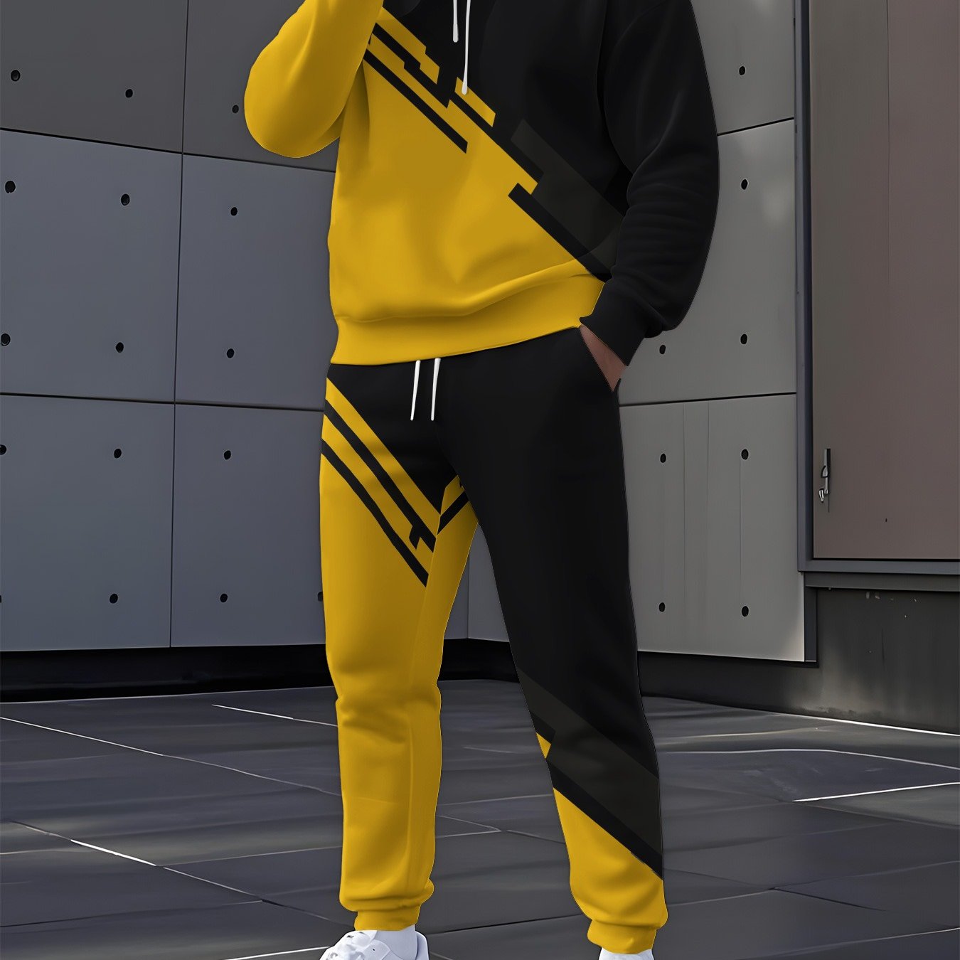 Image of Men's Casual Two-piece Hoodie And Sweatpants Set - With , Regular Fit, , Casual Attire, Casual Wear, , Casual Design