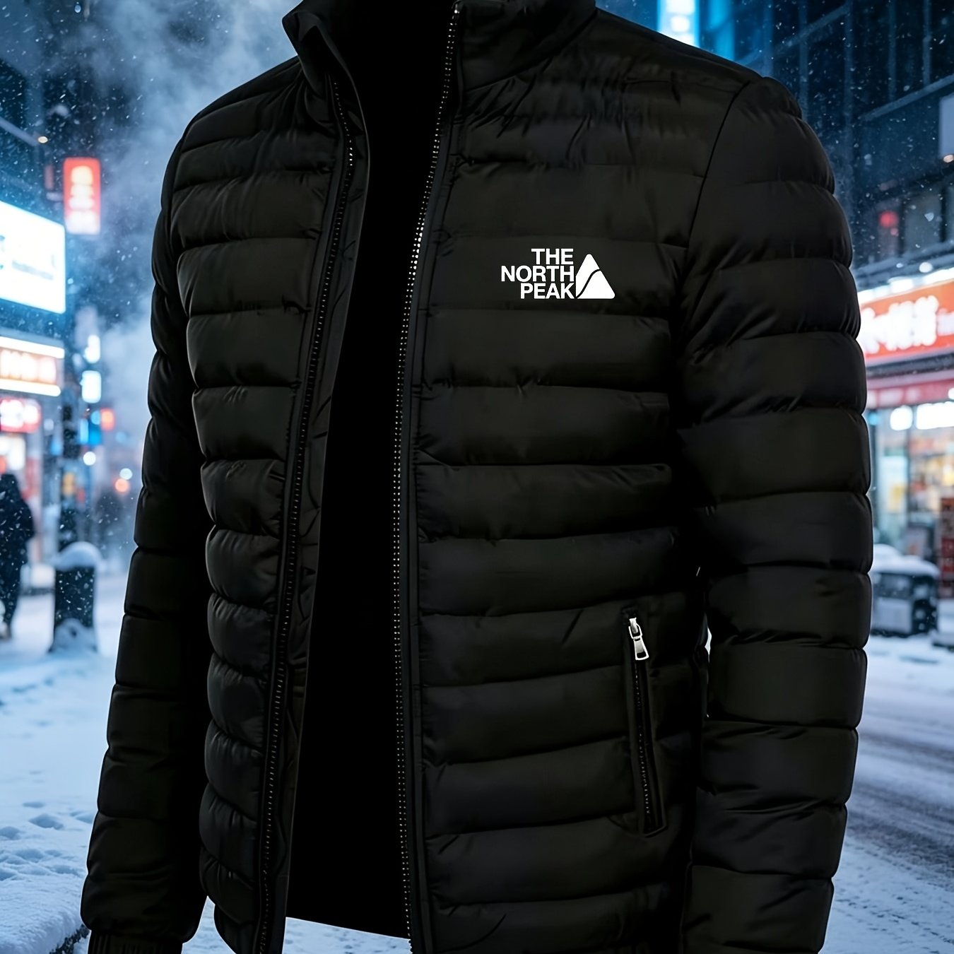 TEMU Veste Homme Automne Hiver Décontractée Chaude Polyvalente à Col , Manteau Veste, Veste Fourrée Épaissie avec Poches, pour , la Pêche et les