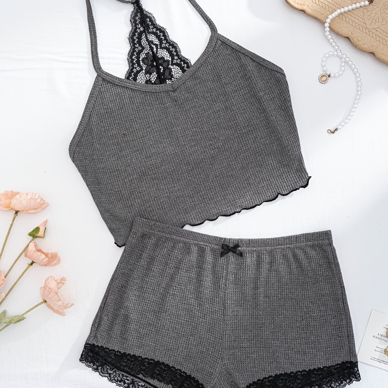 Women's Pajamas Pants Lace Trim Stitching Beautiful Comfortable And Stylish Outfit