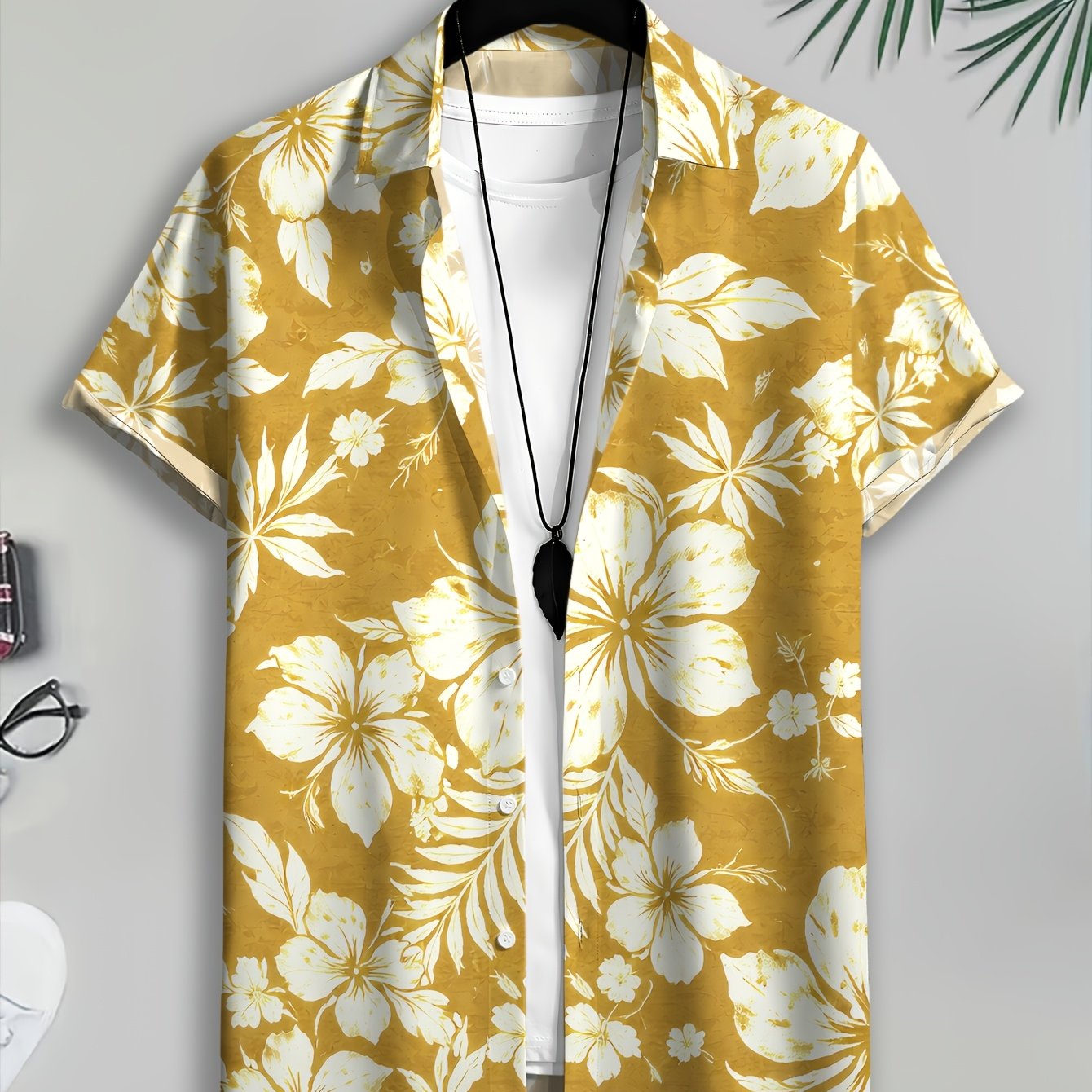 TEMU Floral Pattern Men's Casual Shirt 3d Print Summer Vibrant Design, Plus Size