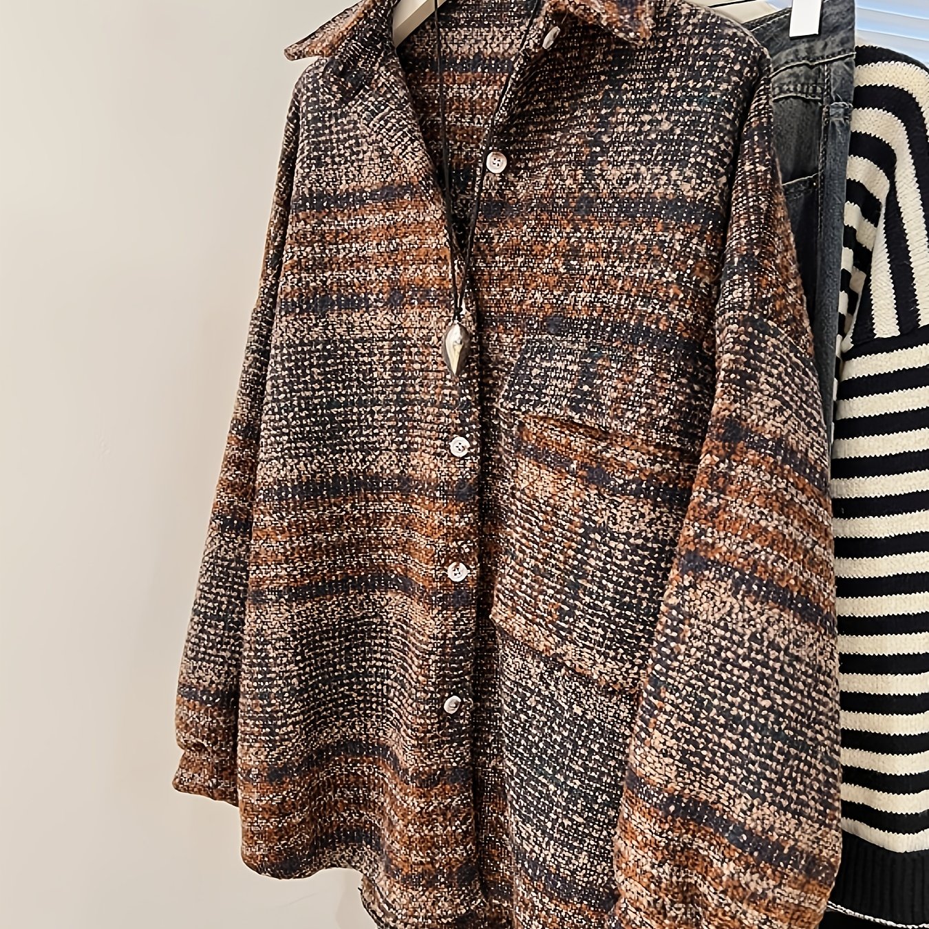 E-shop 2025 Herbst/Winter Neues gestepptes Hemd Damen Mittellang Vielseitig Verdickte Retro Freizeit Jacke Niannian