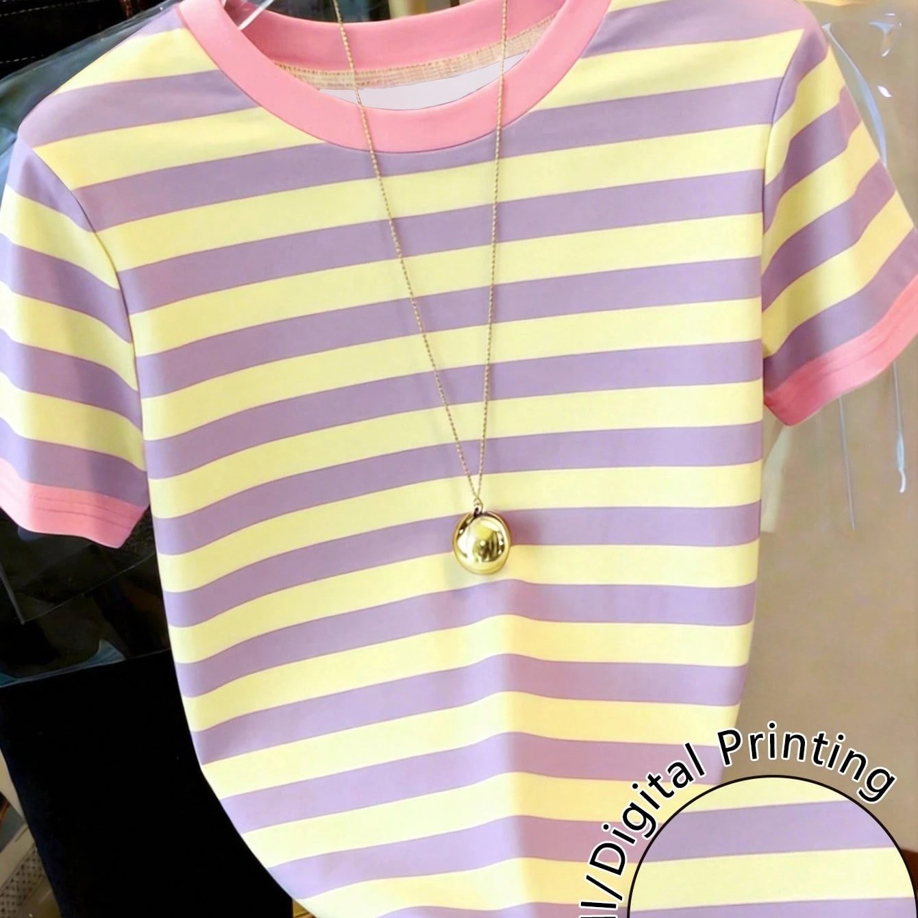TEMU Women's Sporty Casual Round Neck Printed Short Sleeve T-shirt