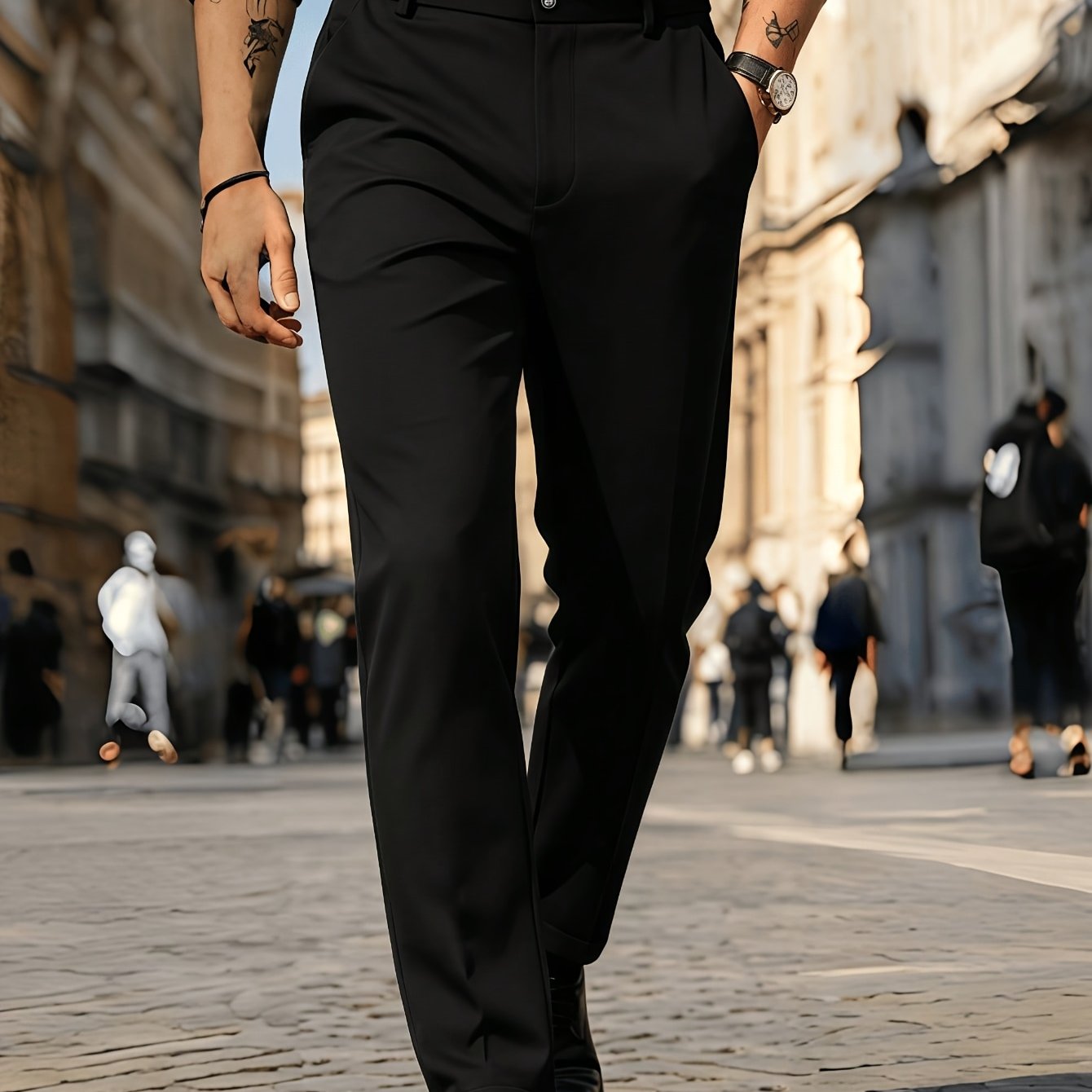 TEMU Includes 1 Pair Of Pants Men's Straight Trousers, Business Formal Dress Pants, Wrinkle-resistant, Lightweight Breathable Cool, Wedding Banquet