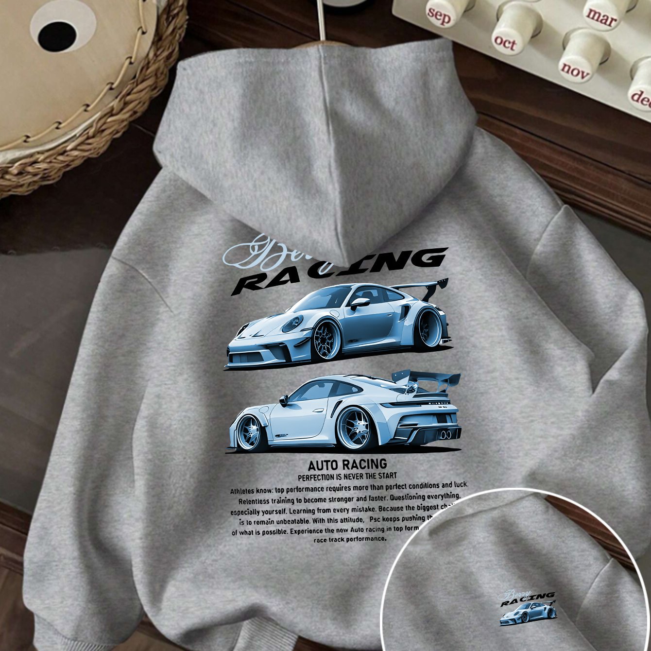 TEMU Y2k Casual Hoodie, Trendy And Cool Light Blue 2 Sports Cars Racing Pattern Print Loose Fit Versatile Casual Hoodie, Sweet And Cool Girly Casual