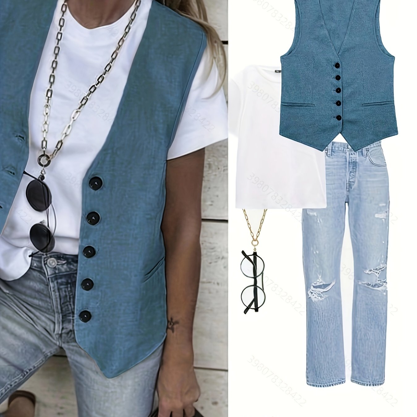 E-shop Damens Casual Weste - Offene Kragen-Knopfleiste Design, Maschinenwaschbar Einfarbig Vielseitiges Schichtstück für Frühling Sommer Herbst, Von