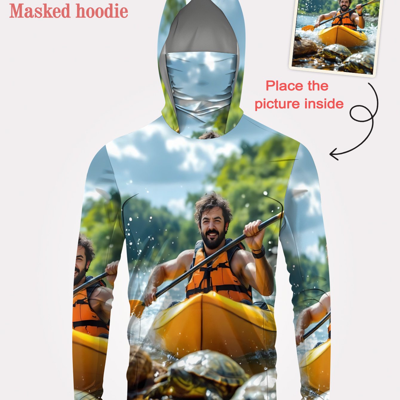 TEMU Custom Men's Personalized Fishing Suit, Hoodie, Pullover Top, Color-block, Casual Wear, Camping, Mountaineering, Water Sports, Machine Washable,