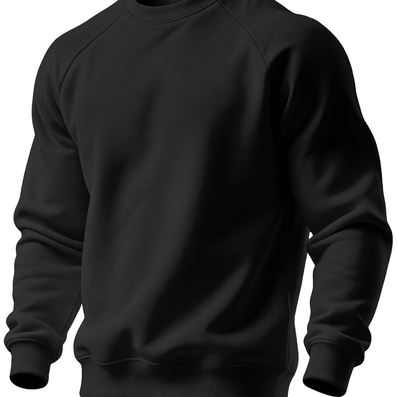TEMU (250g Brushed Fabric) Men's Autumn And Winter -blocking Top Fashion Casual Fitness Sports Fleece Long-sleeved Round Neck Sports Raglan Sleeve