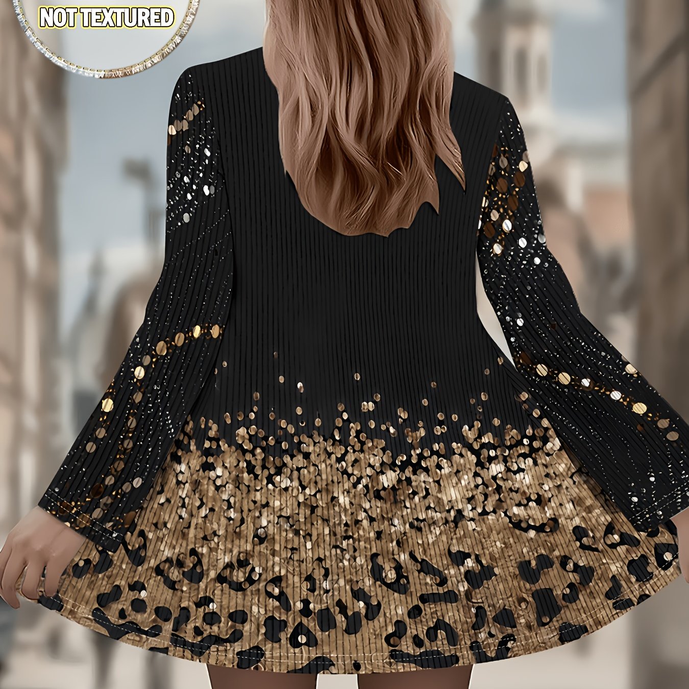 TEMU [printed Design - Non-textured] Women's Elegant Printed Open-front Cardigan - Long Sleeve Casual Jacket, Pattern, Machine Washable, Comfortable