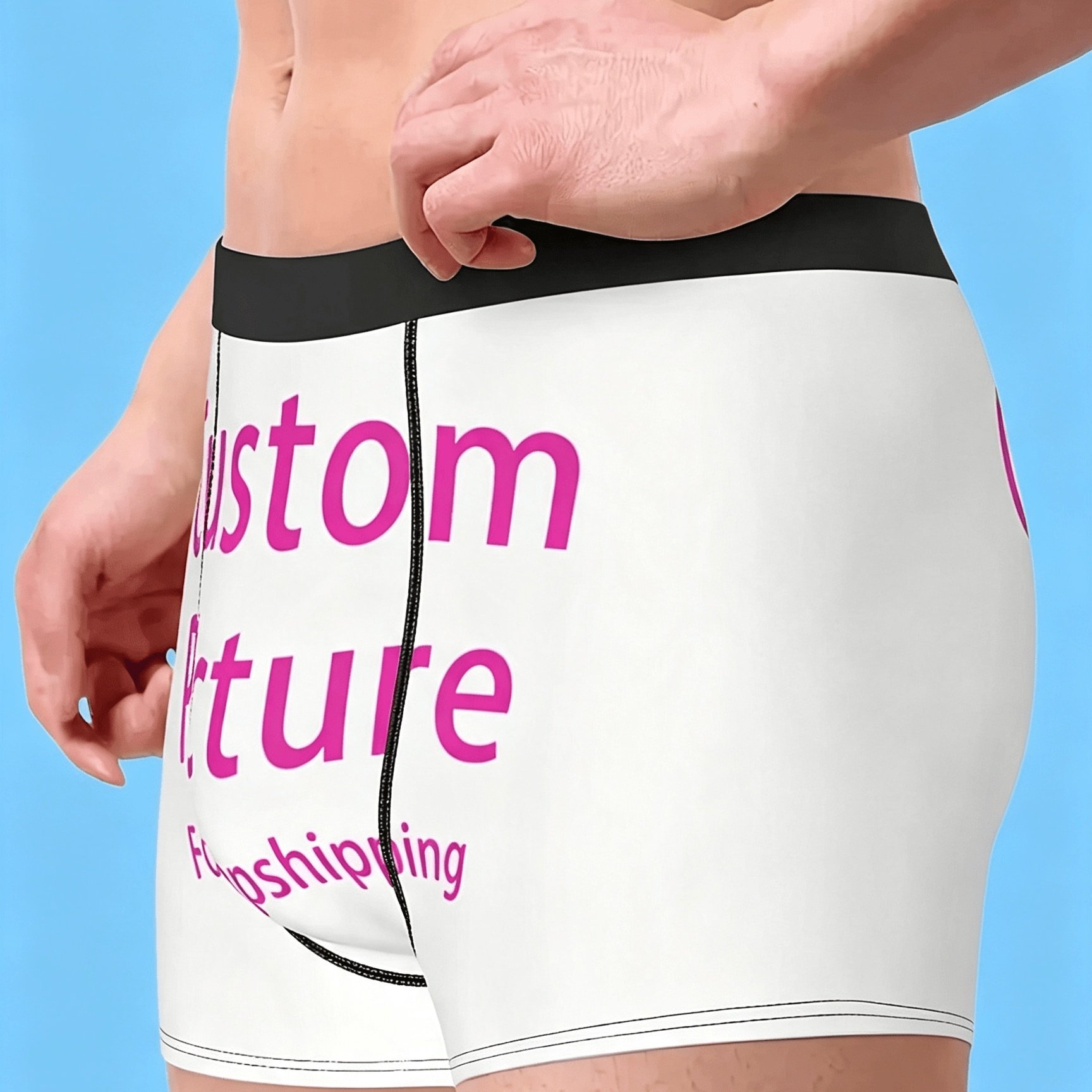 TEMU 1pc Custom Diy Photo Men's Fashion Personalized Custom Photo Logo Underwear Custom Diy Printed Boxer Briefs Soft Shorts Underpants