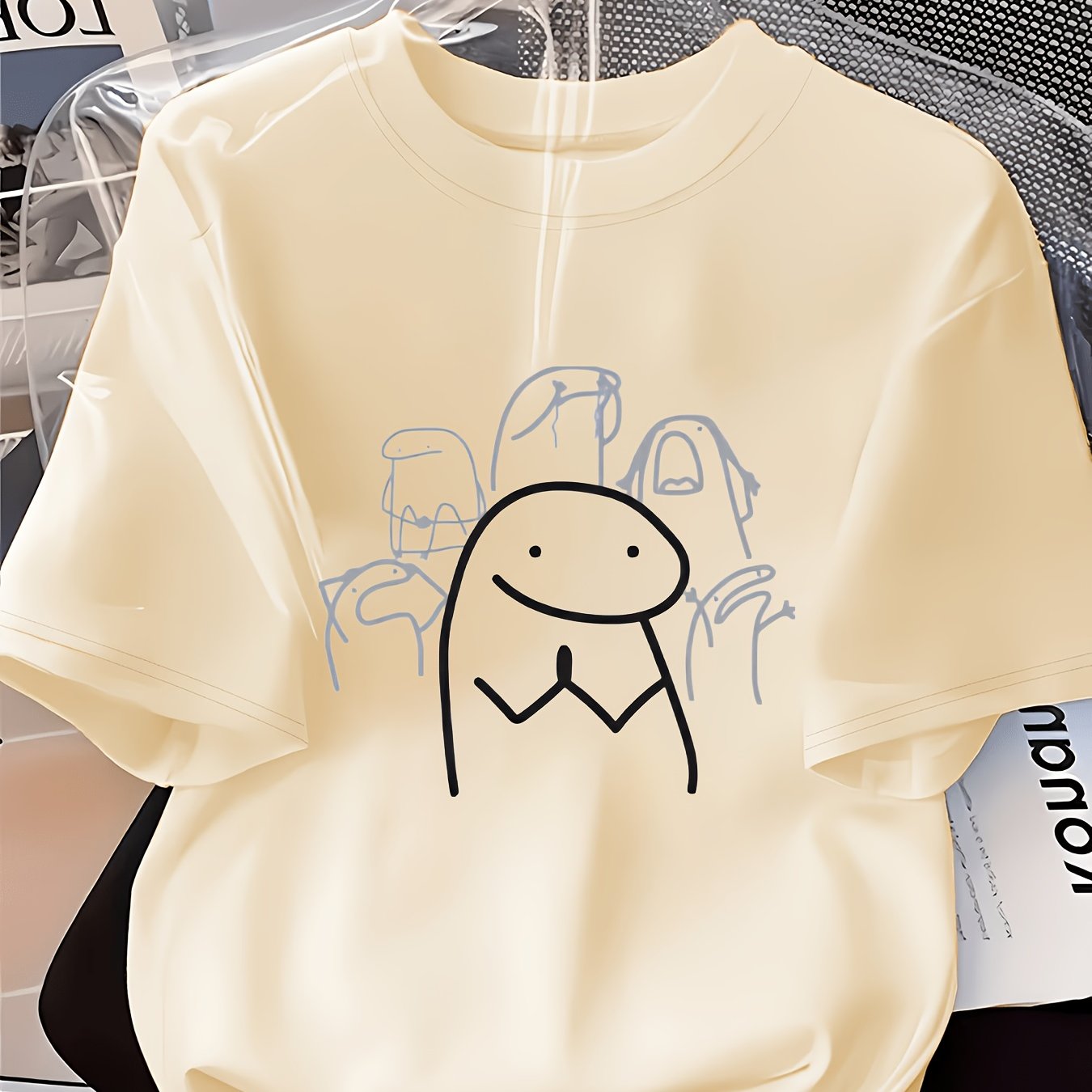 TEMU Fun Meme /gratitude Print T-shirt, 2026 Summer Versatile Women's Tee, Stress-relief Humorous Art Short-sleeve Top, Fashion Half-sleeve