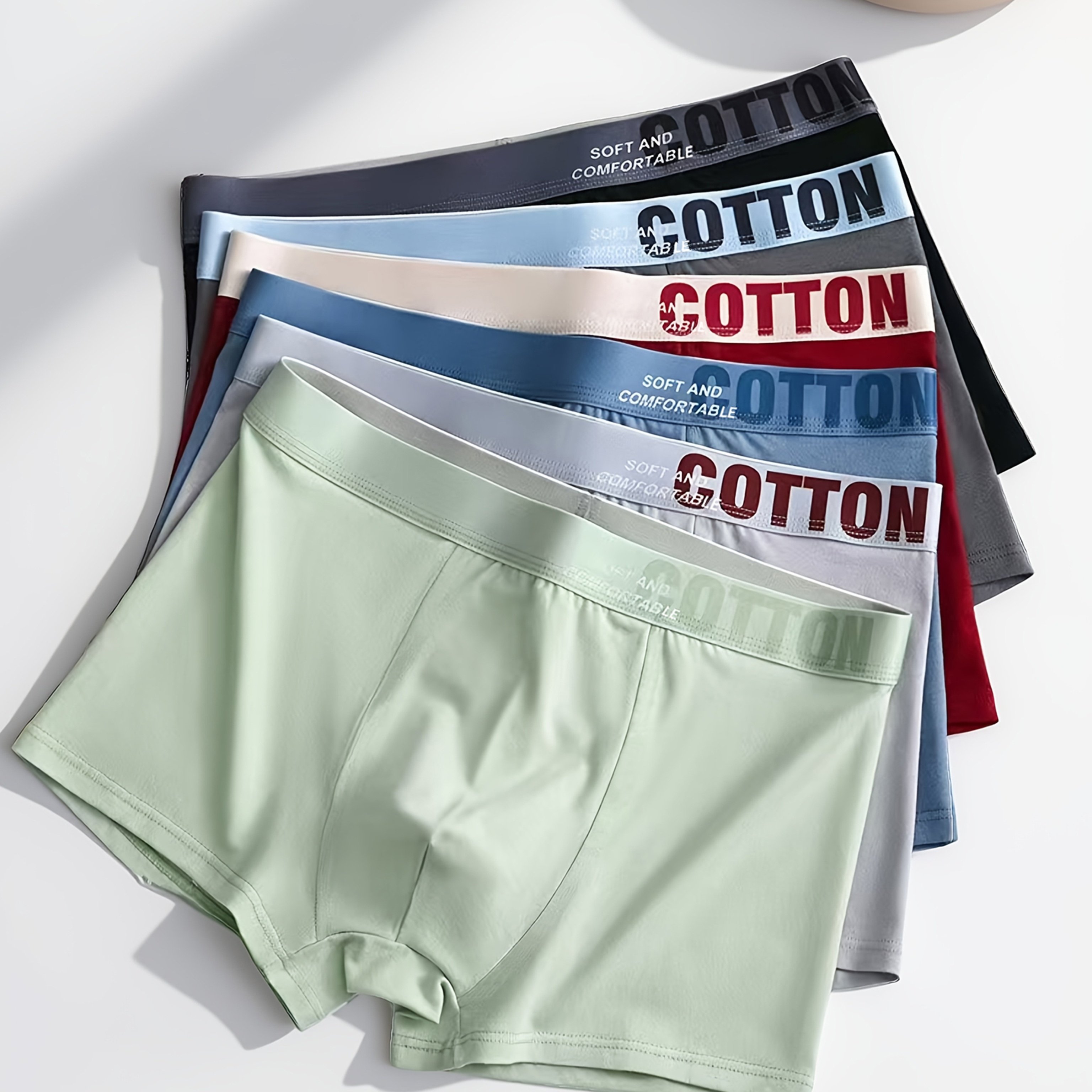 Image of 6pcs Random Men's Underwear, Breathable Boxer Shorts For Men, Large Size Men's Boxer Briefs, 6 Different Random Colors, New Style Youth Underwear