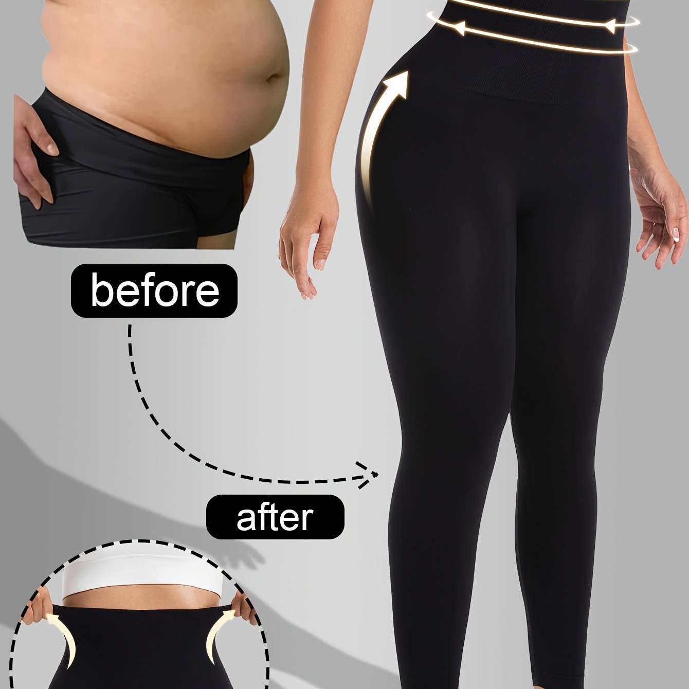 Yukeky 1pc Women High Waist Bodyshaper Tummy Control Lifting Firm Compression Plus Size Pants Shorts, Seamless Waist Trainer Shapewear Plus Size Long Panties