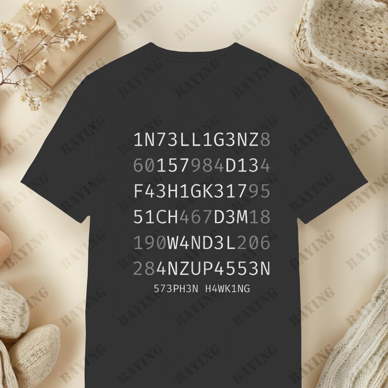 Men' & Women' Intelligence Is The To T-shirt - Black Unisex Casual Round Neck Tee With Patches Suitable For , Regular Fit, Medium Stretch Fabric, Hand Washable For Casual Attire & Outfits
