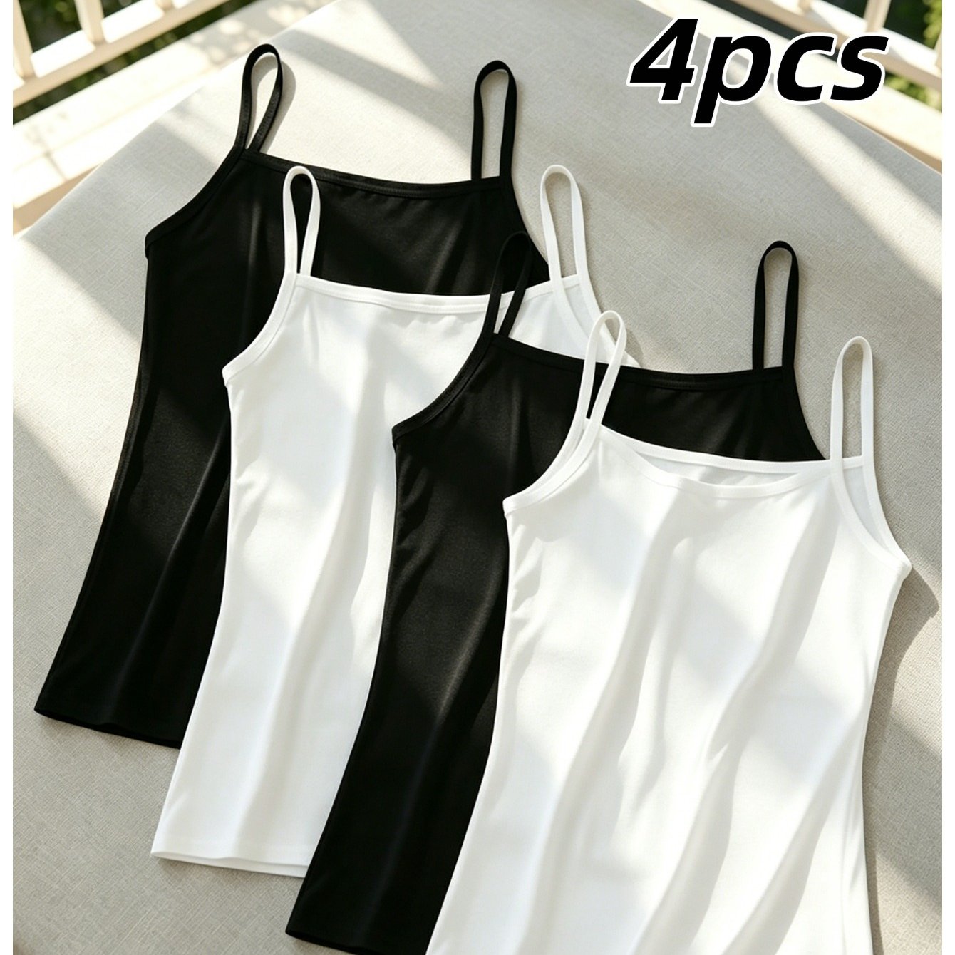TEMU Women's 4pcs Nude Camisole Set | Dual-tone Skin-hugging Unrestrictive Inner Layer Invisible Light