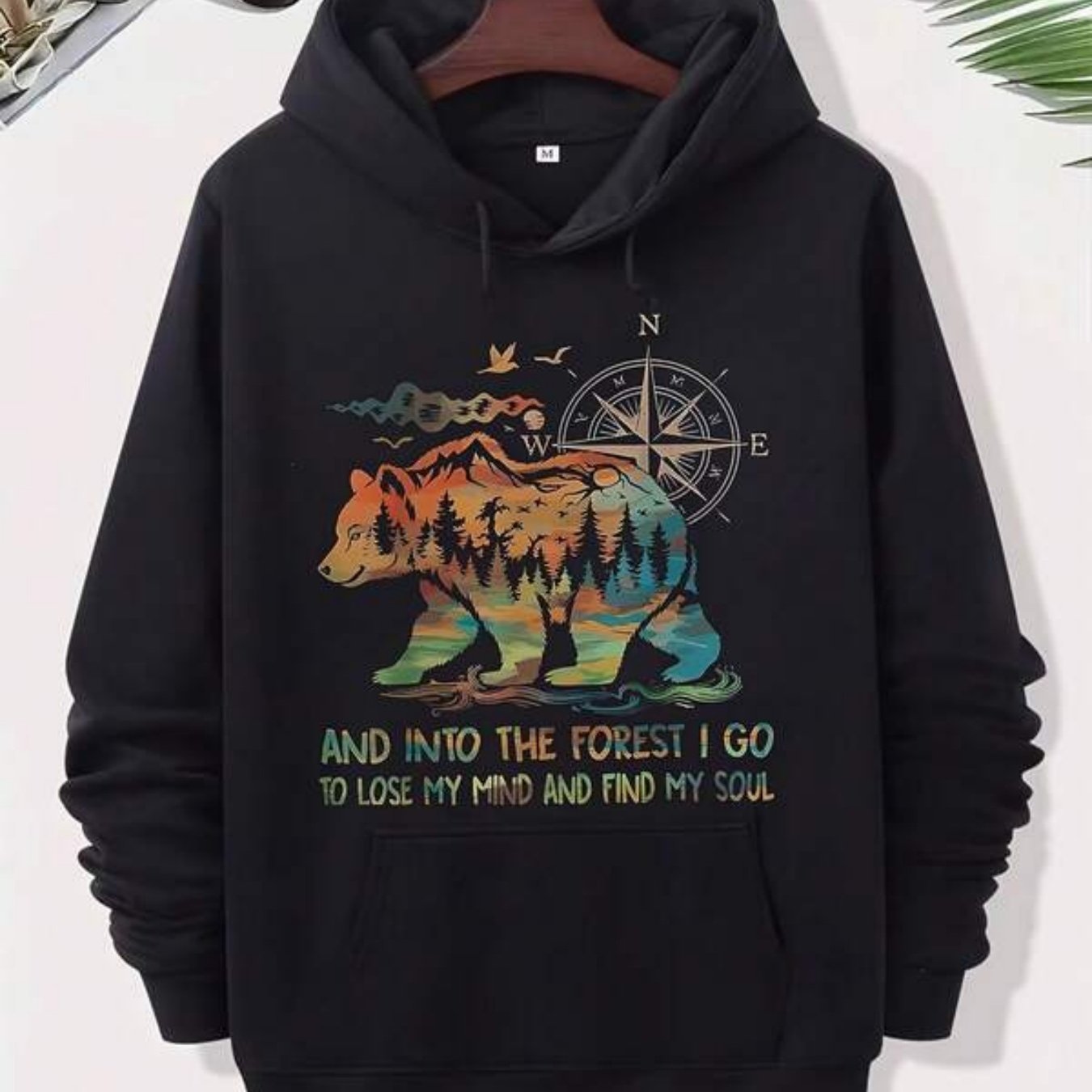 TEMU Et je vais pour perdre Camping Ours Rétro Tissu Extensible Parfait pour le Fitness Air et les Vêtements de Décontractés Sweat à Capuche Imprimé