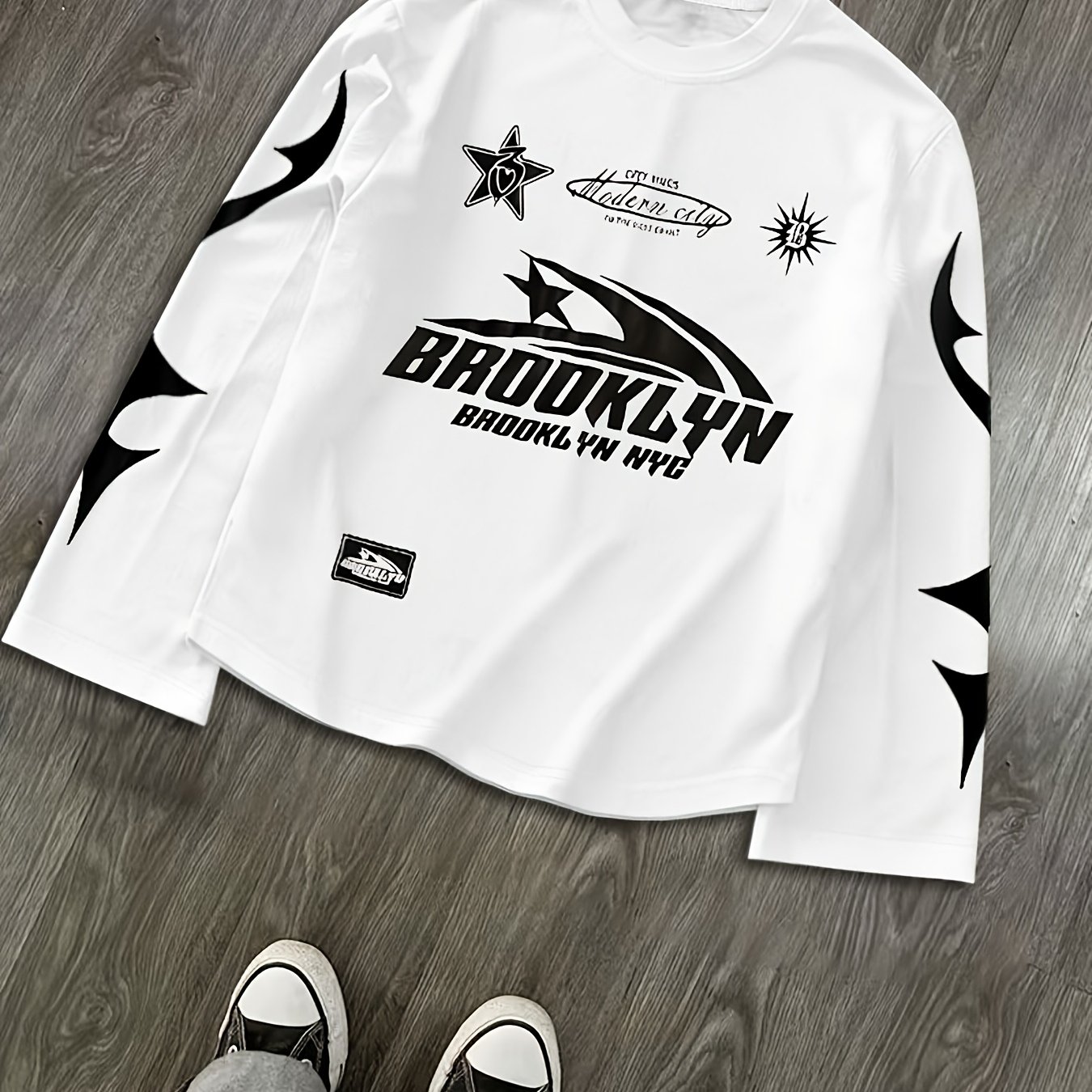 TEMU Men's Long Sleeve Printed T-shirt, Regular Spring/autumn Outdoor Sports Casual Long Sleeve Top
