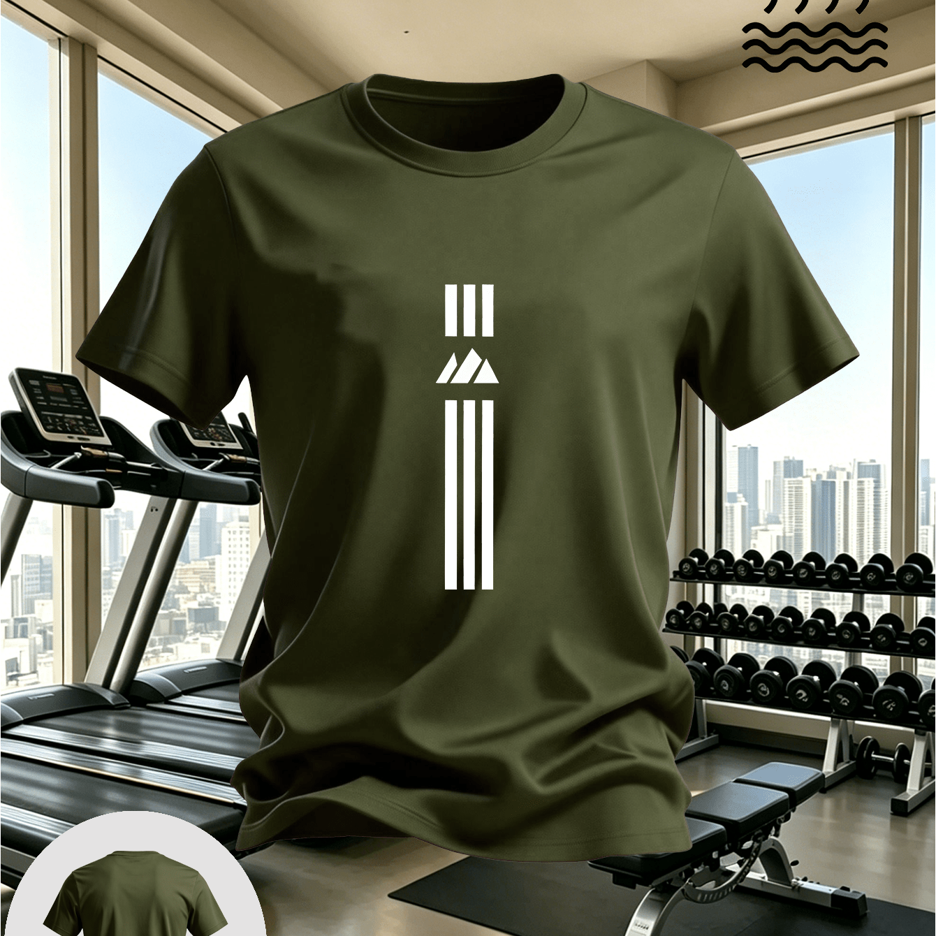 TEMU White Short Sleeve T-shirt Men Women, Geometric Pattern Print, , Bauhaus Style, Athletic Casual Versatile Base Layer, Summer Top