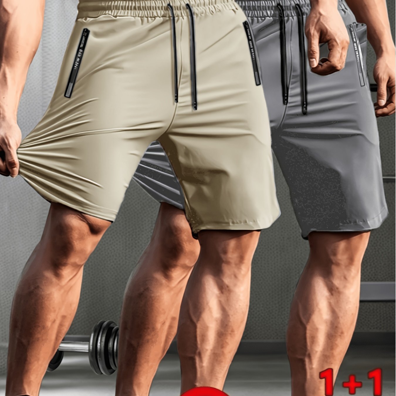 TEMU 2pcs Men's Fashion Casual Shorts, Beachwear, , Elastic Waist With Drawstring, Pc, Suitable For Summer Outdoor Running, Gym Workout, And Gifting