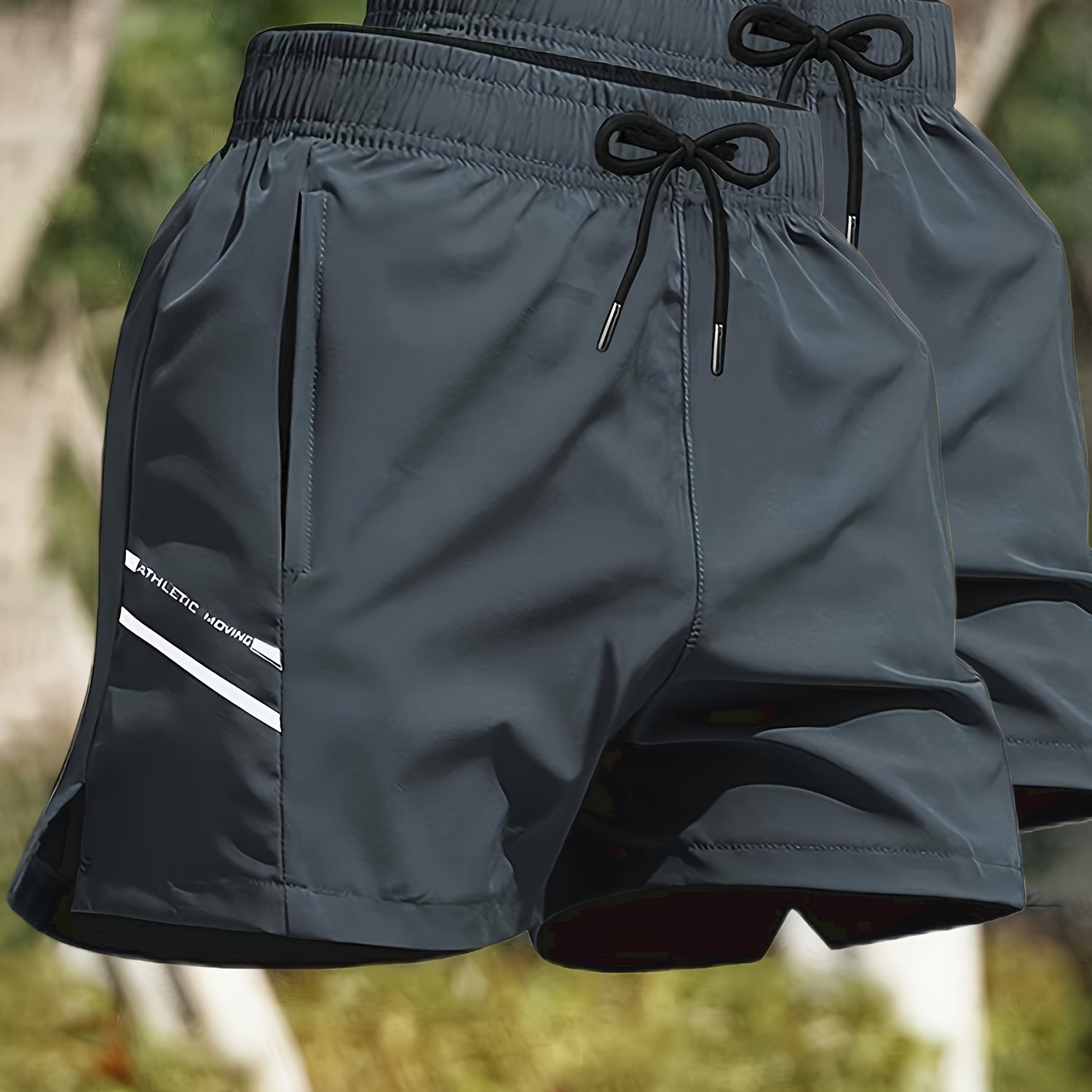 Image of Set Of 's Quick- Shorts - Breathable Shorts For Summer Fitness And Running, Featuring Letter Prints And Moisture-wicking Stretchy Fabric