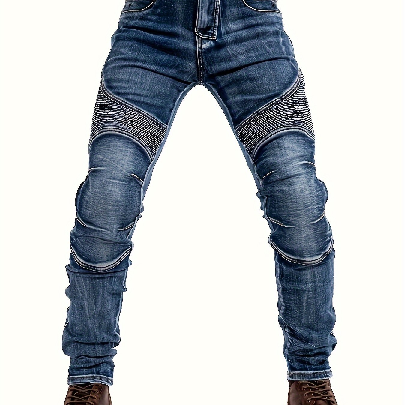 Men's Stretch Pleated Jeans.