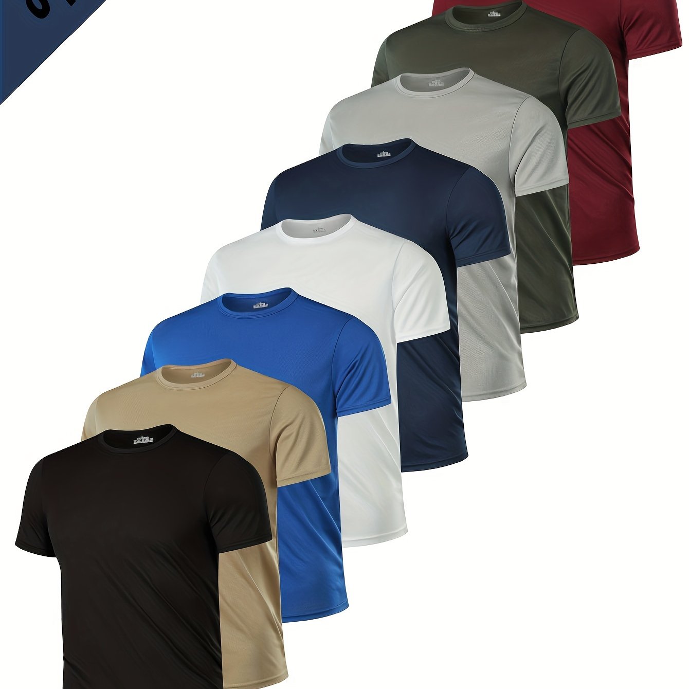 TEMU 8pcs -dry T-shirts - Soft, Stretchy & Breathable Crew Neck Tees For Summer Outdoor , Solid