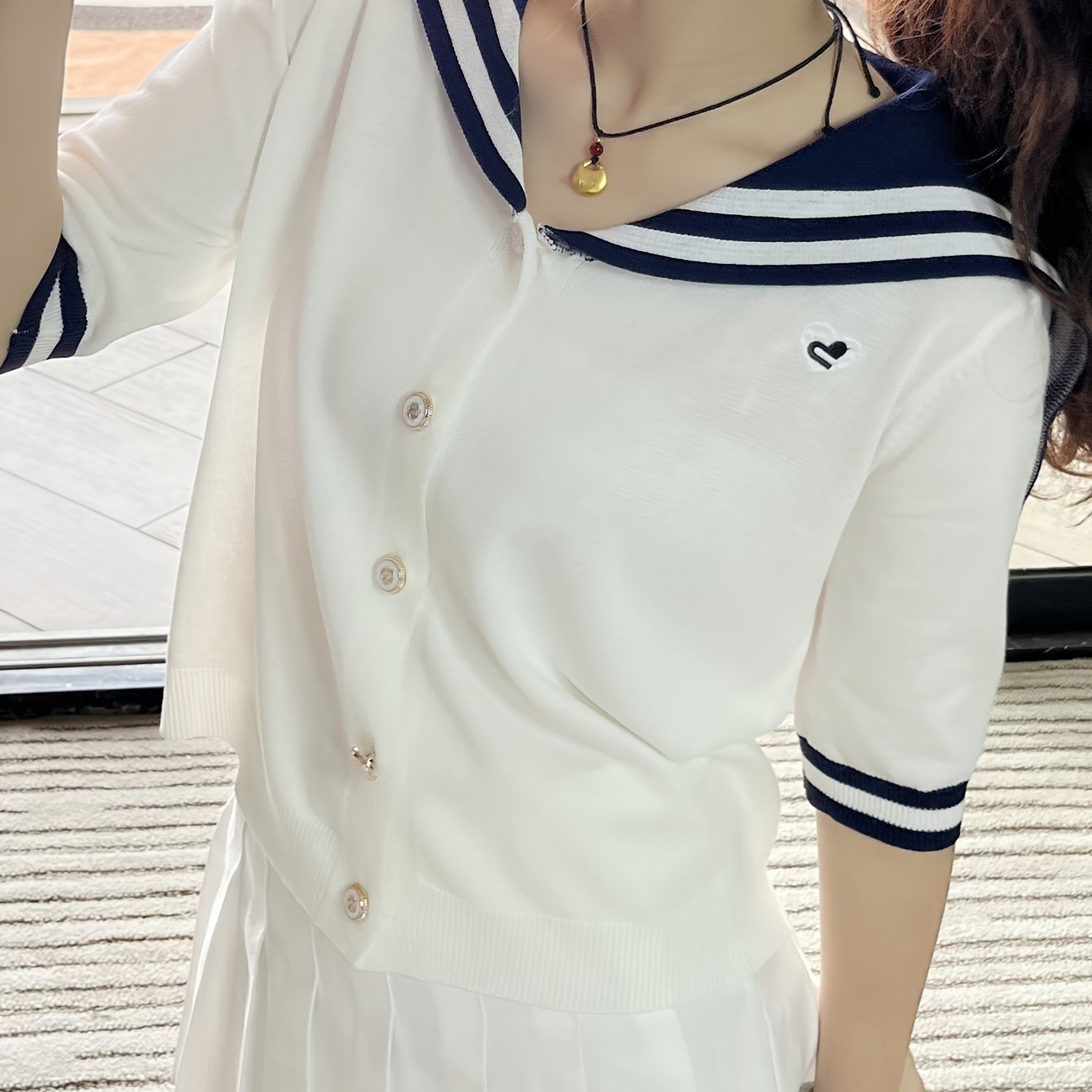 TEMU Cardigan Haut Vacances Printemps Été Mode Polyvalent Col Color-Block Cardigan Anti-Âge Haut Femme Haut