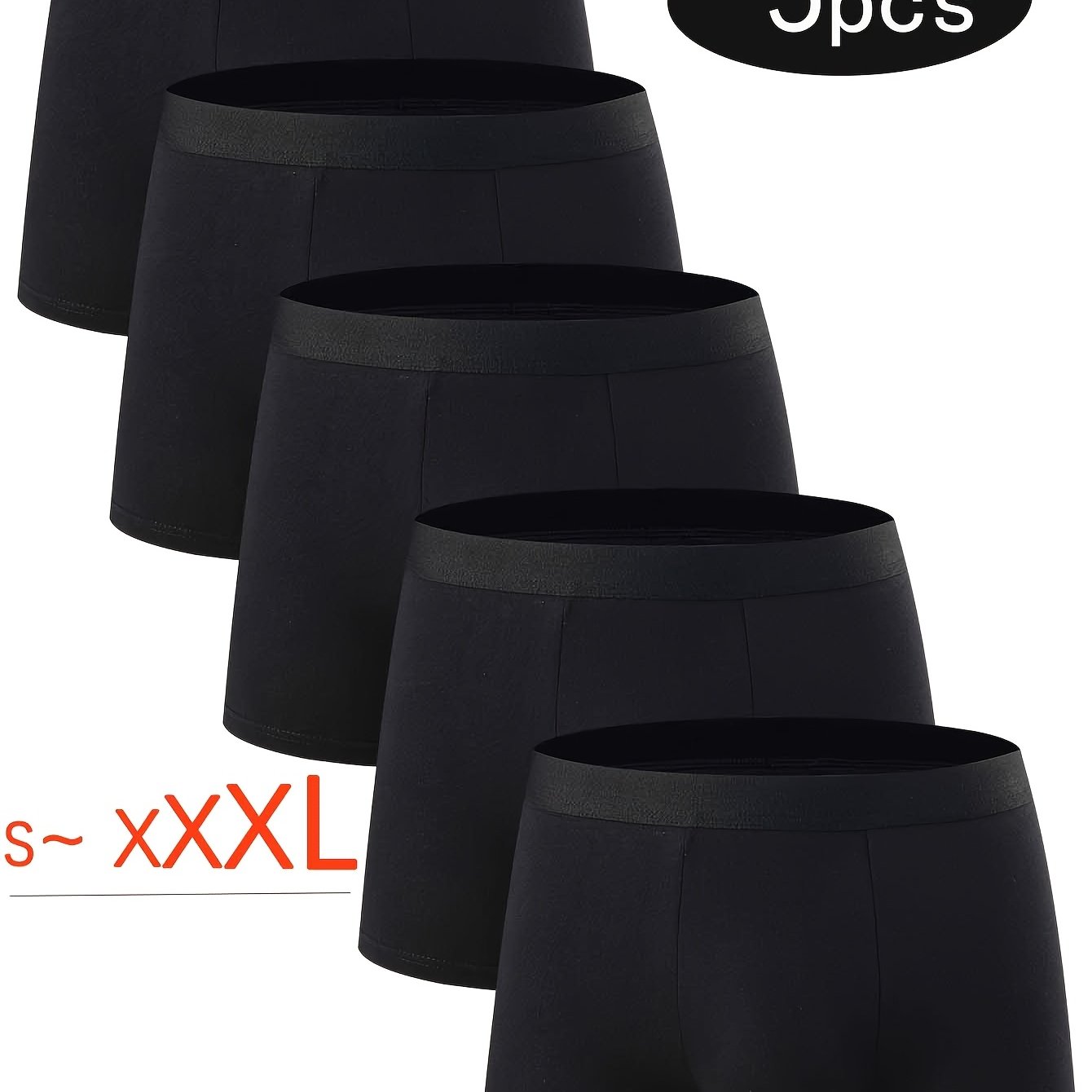 5-pc 95% Casual Brief Shorts Men's Underwear Breathable Comfortable Elastic Flat Brief Sports Shorts