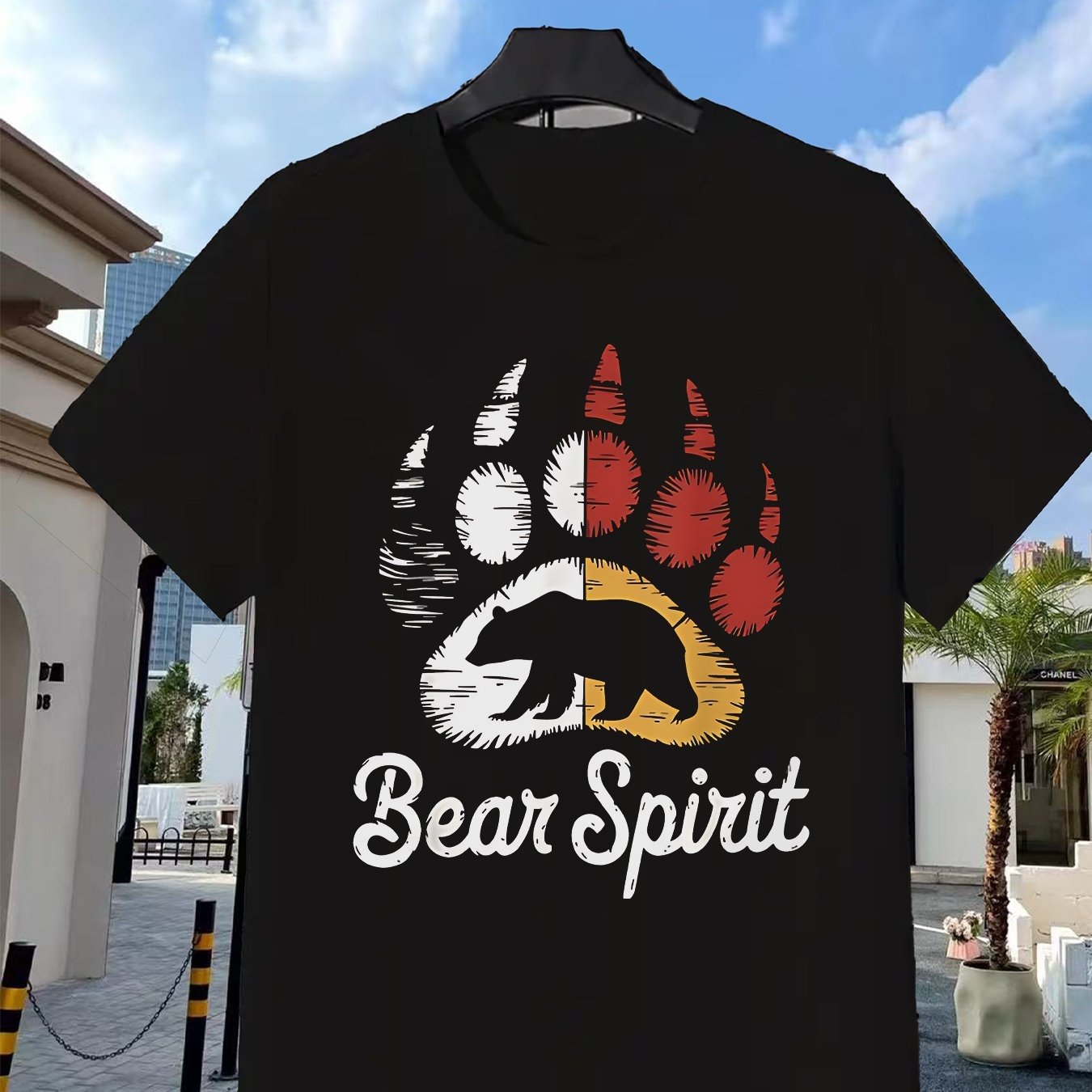 TEMU T-shirt pour Homme - Roue de Médecine Amérindienne Esprit d'Ours - T-shirt pour , l'Été et - Tenue Quotidienne et de Fête - Taille S-XXXL -
