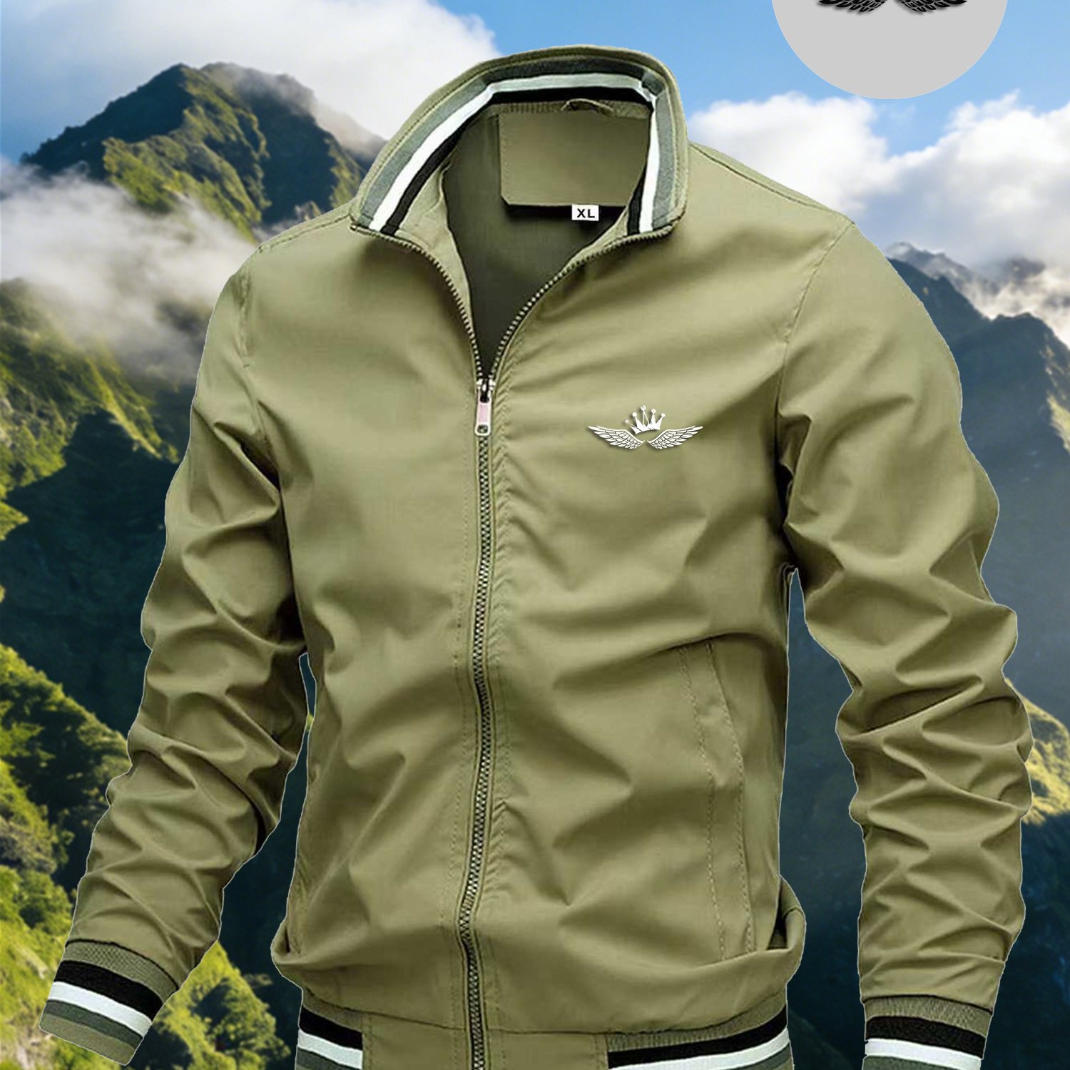 TEMU 2026 New Style Collar-protected Windproof Sports Striped Jacket, A Comfortable And Windproof Spring-autumn Collar Top Suitable For Outdoor