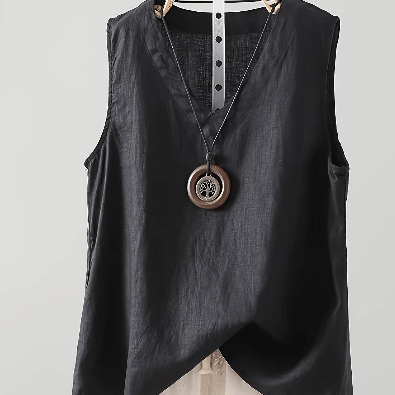 TEMU Vintage V-neck Women's Summer Lightweight Versatile Loose Fit Casual Sleeveless Base Layer Top + Wilderness Orientation