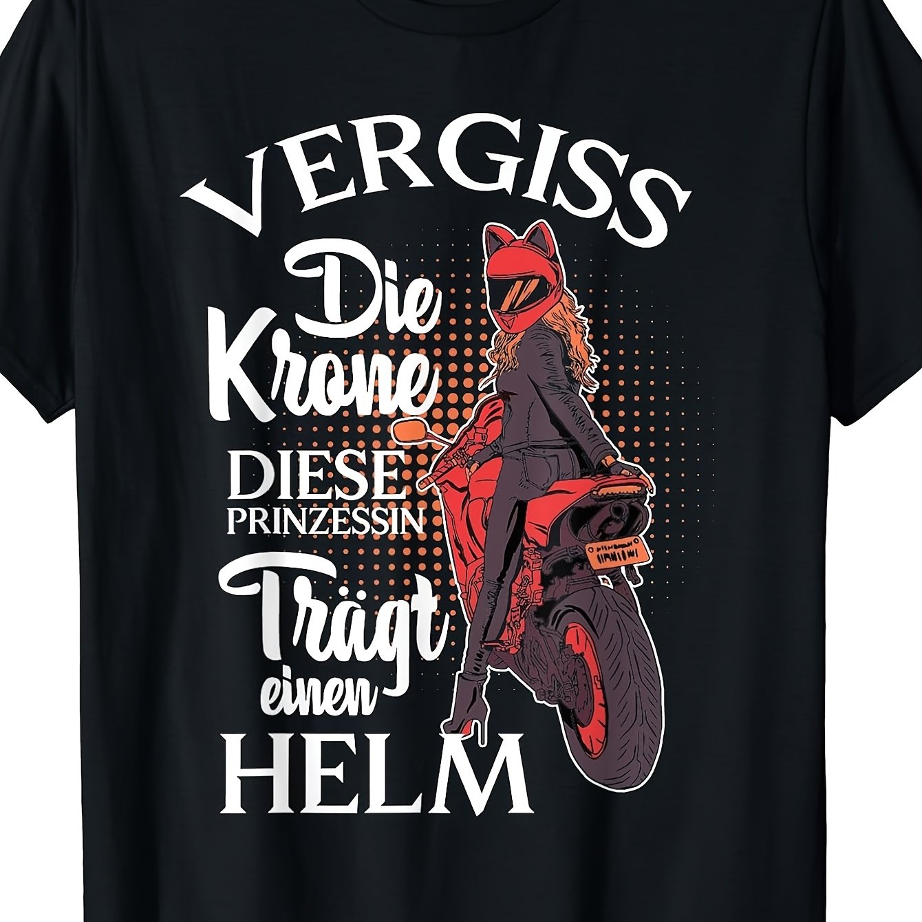 This Princess Wearing A Helmet Motorcycle T-shirt, Black 3 Unisex T-shirt Versatile Perfect For Home|gifting|work|outdoor (birthdays|valentine's Day|mother's Day) S To 3xl Unisex