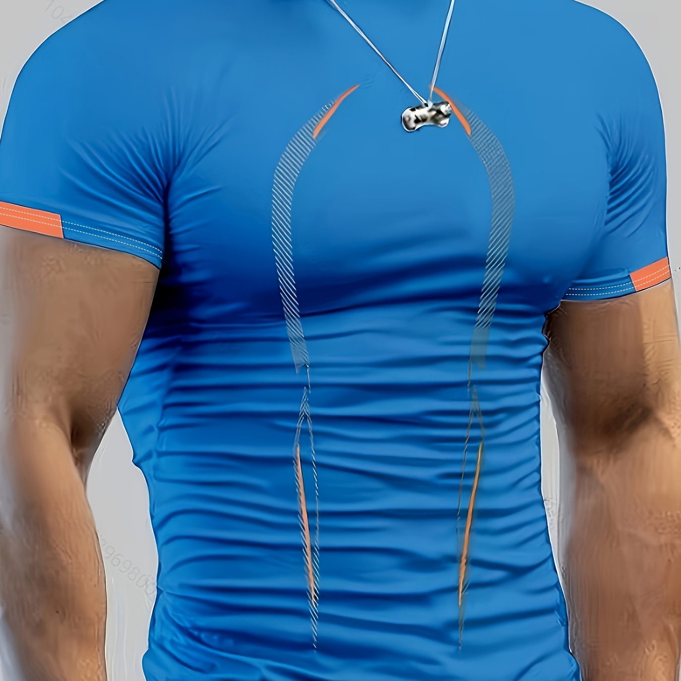 TEMU Men's Summer Sportswear And Outdoor Apparel Features A Slim- Neck And Short Sleeves, Constructed With A Breathable And Quick-drying Color-, Plus