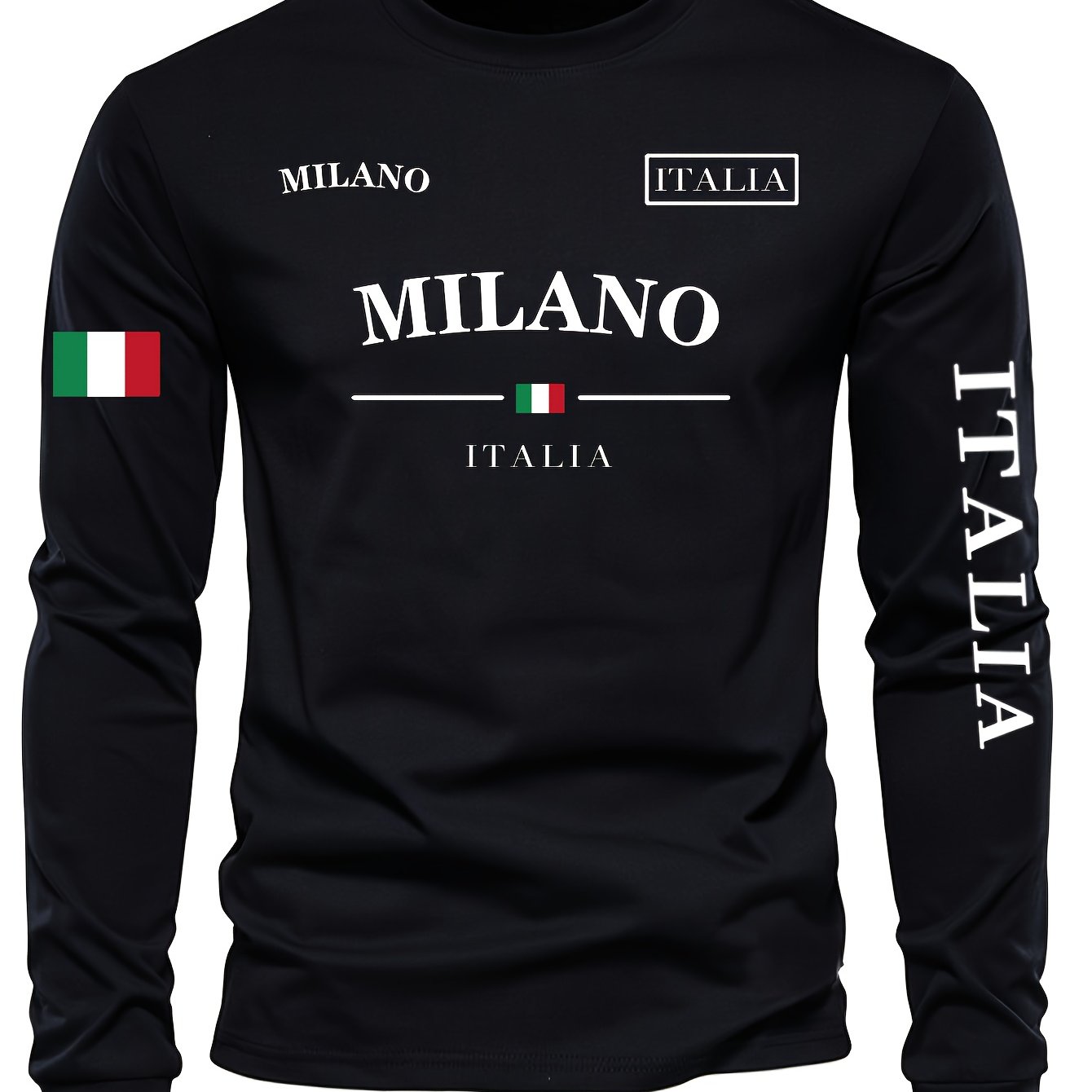 Image of Men's Outdoor Casual Sports Round Neck T-shirt Autumn Winter Base Layer Long Sleeve Warm Fitted Top