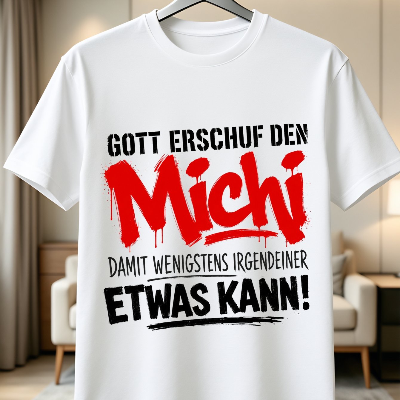 Image of Men' & German Quote T-shirt "god So Can " - Vintage Print Round Neck Casual Shirt, Suitable For Casual Attire & Gifts, Machine Washable Unisex Tee For (german )