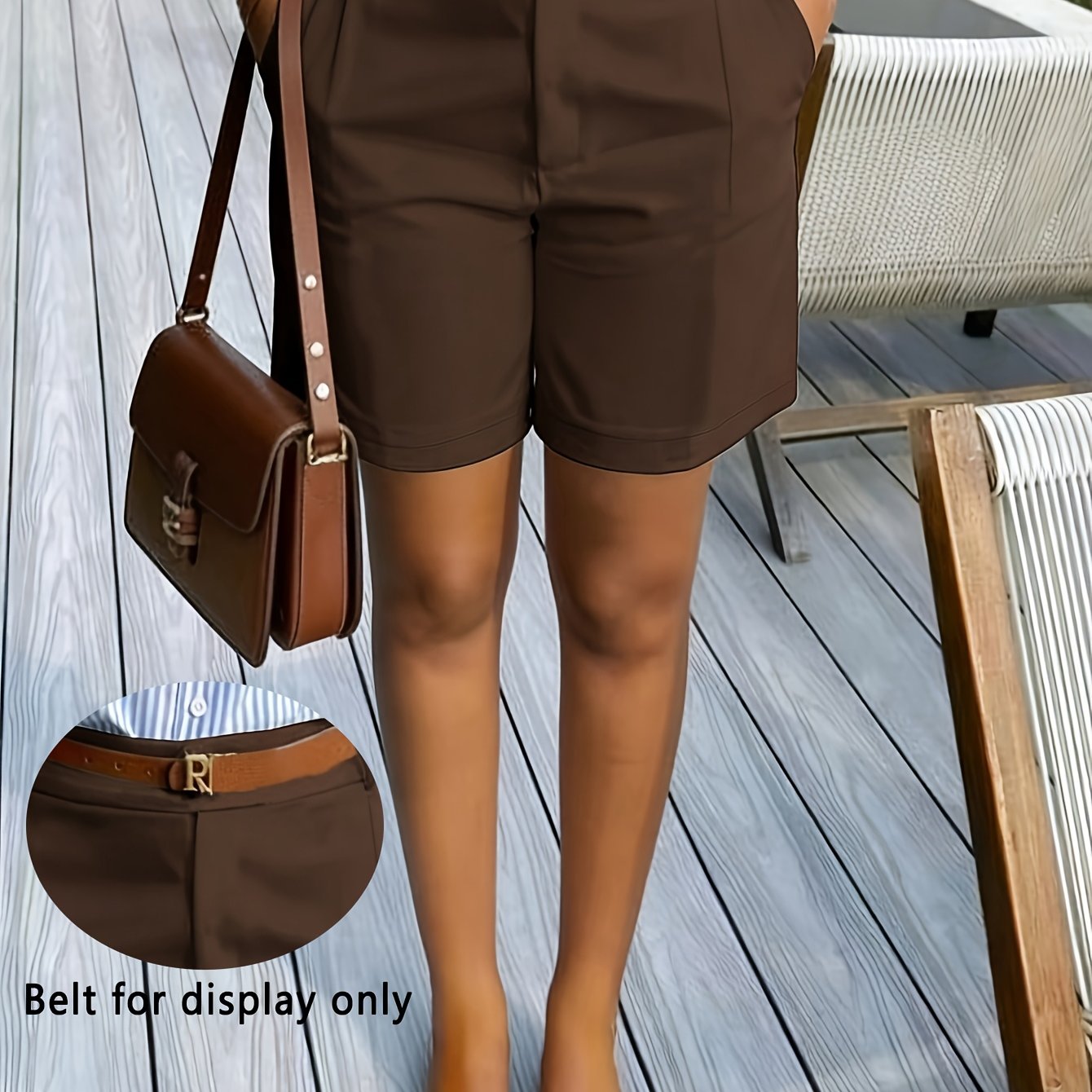 E-shop Einfarbige, elegante Freizeit-Pendlermodell-Shorts für Damen ohne Gürtel