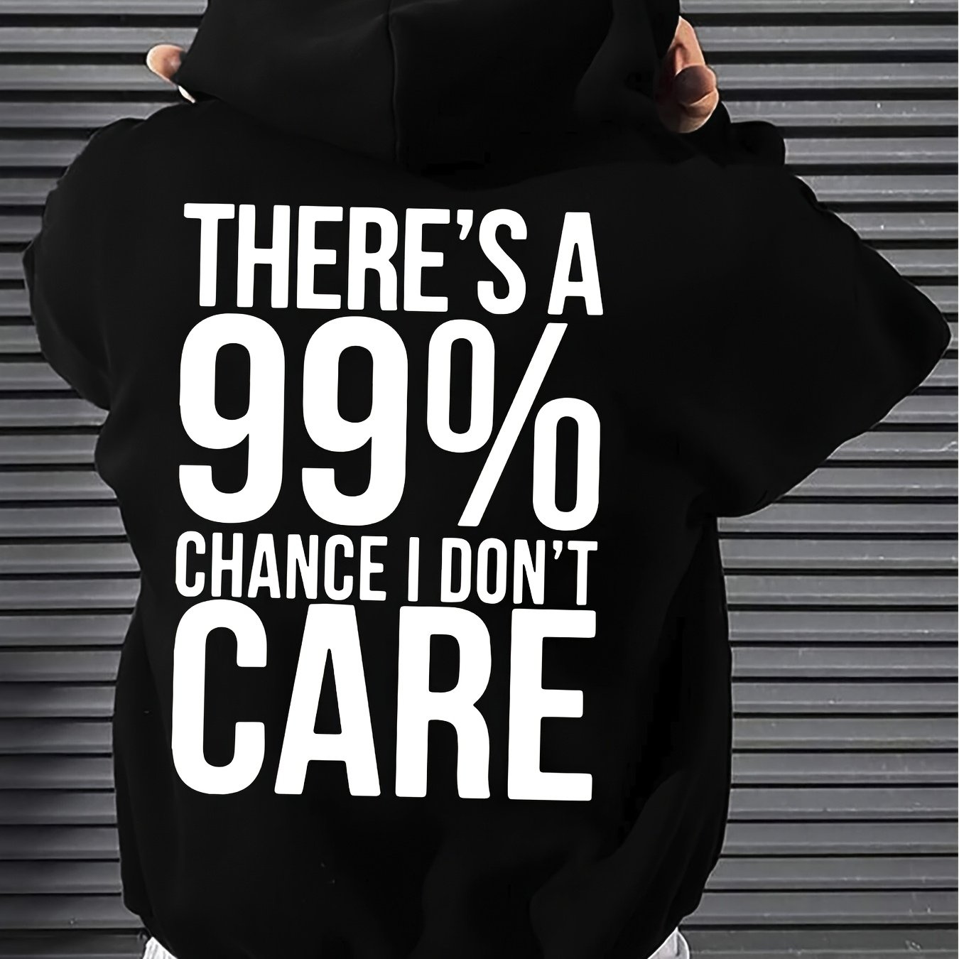 TEMU Plus Size(1xl 5xl) 2026 Men's Sweatmen's Oversized With 99% 't Care Slogan Print Brown White Casual Pullover Loose Fit Hooded Pockets Machine