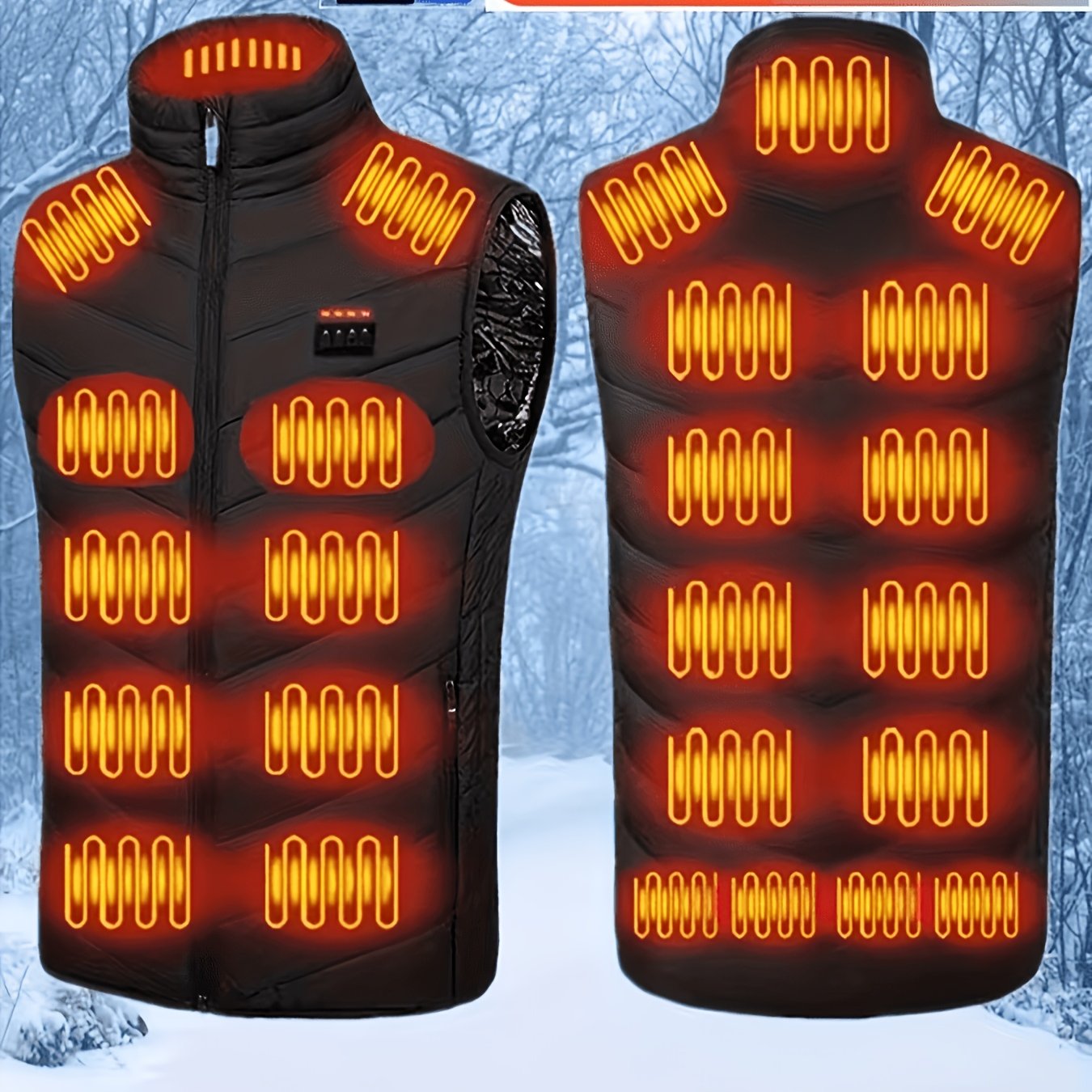 TEMU Birthday Christmas Gift Unisex 32-zone Smart Usb Electric Heated Vest Solid Color Round Neck Zipper Men's Warm Vest Winter Outdoor Sports Casual