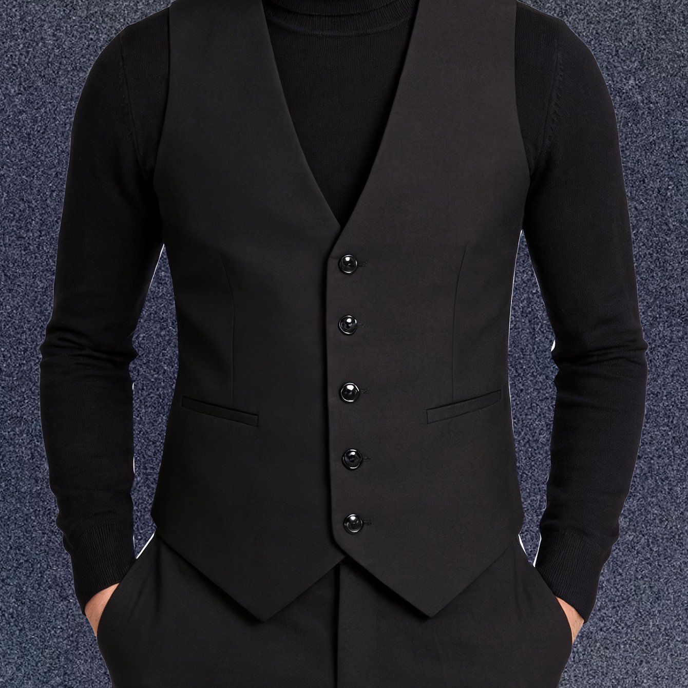 TEMU Men's New Style Cross-border Trade Single Vest, Korean Style Youth Business Casual Single-breasted Slim-fit Vest, Men's Workwear. Vest Included