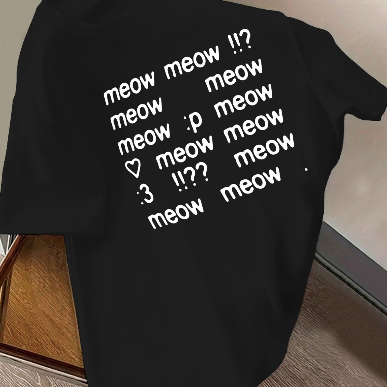 TEMU Women's Blouse-compatible Cat Print Blouse Top - Soft Breathable Short-sleeve Shirt With Round Neck, Machine Washable Suitable For Commuting,